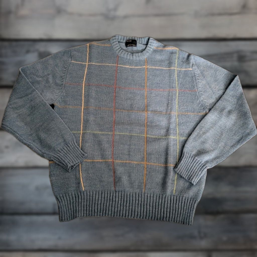 Arrow VINTAGE Arrow Sweater Men Large Blue Check Pullover Dad Theme Mens Size US L / EU 52-54 / 3 - 1 Thumbnail