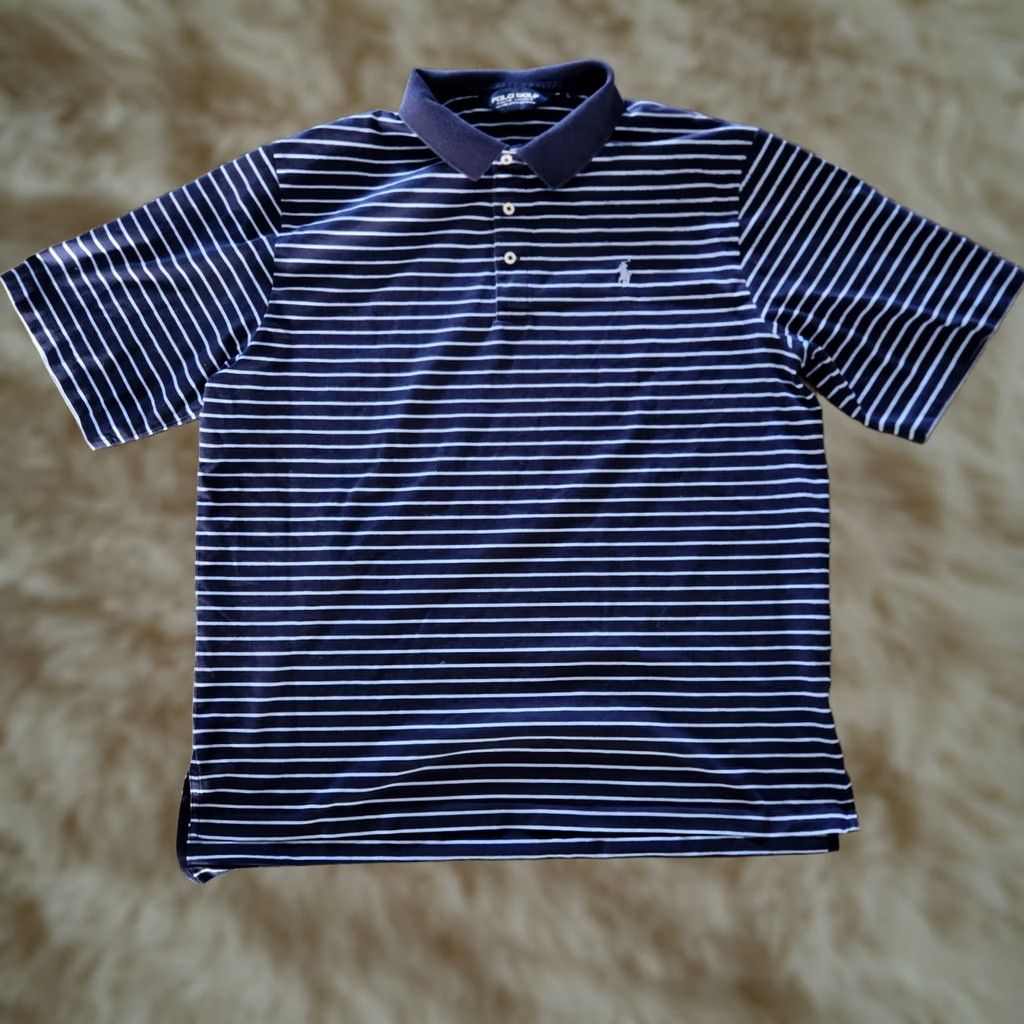 Polo Ralph Lauren Polo Ralph Lauren Polo Golf Shirt Men Large Blue White Striped Pony Shirt Size US L / EU 52-54 / 3 - 1 Thumbnail