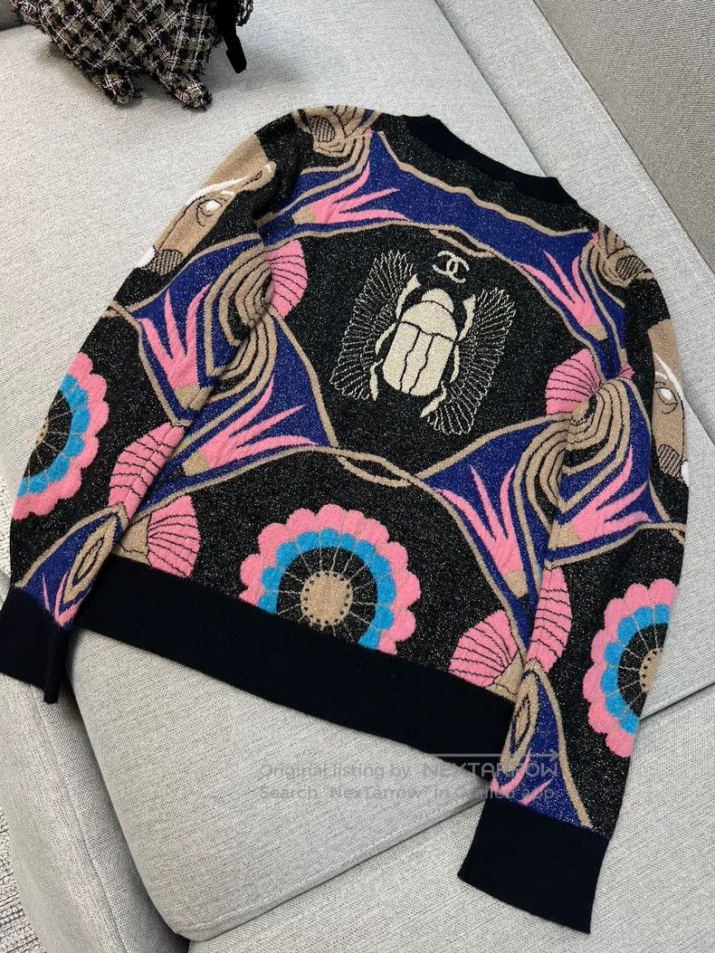 Chanel Chanel Egyptian series black and pink beetle pattern knitt Size S / US 4 / IT 40 - 7 Thumbnail