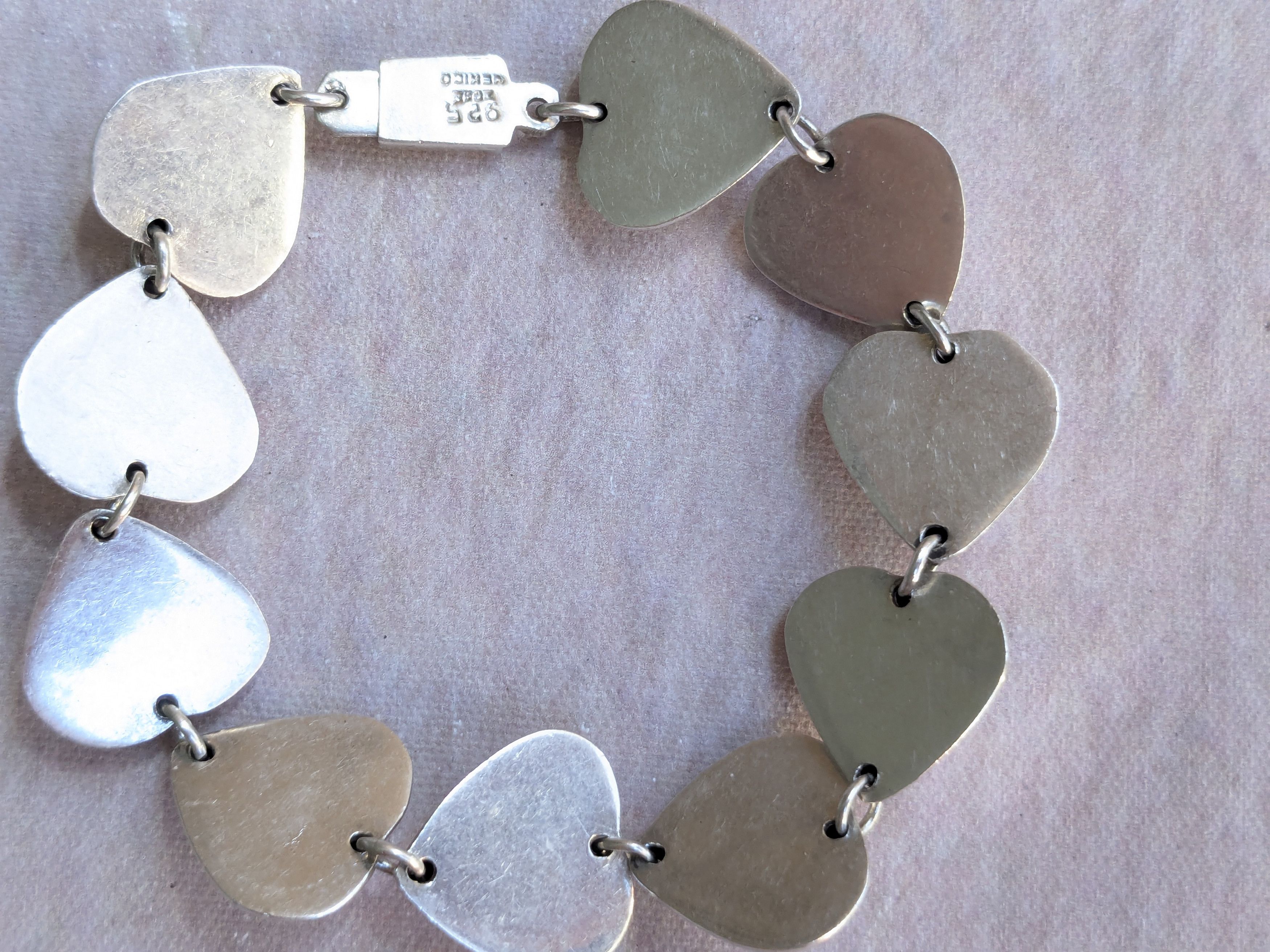 Jewelry Vintage Taxco Sterling Silver Heart Bracelet Y2K 7.5" Size ONE SIZE - 12 Thumbnail