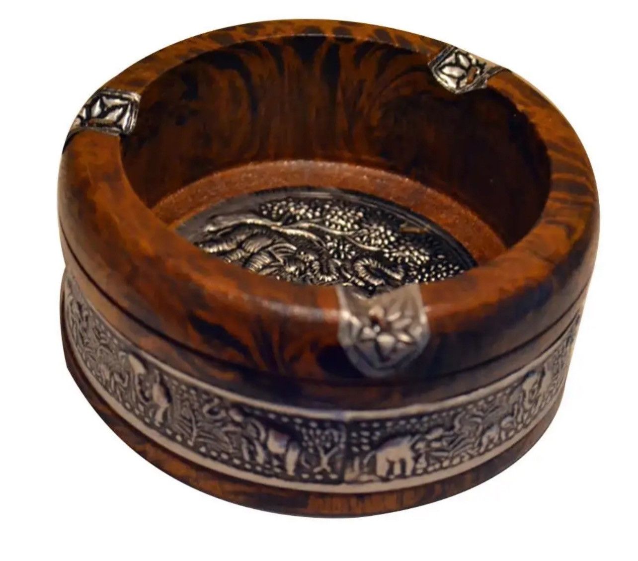 Vintage Vintage Wooden Emboss Ashtray Home Office Tobacco Tray Size ONE SIZE - 1 Thumbnail