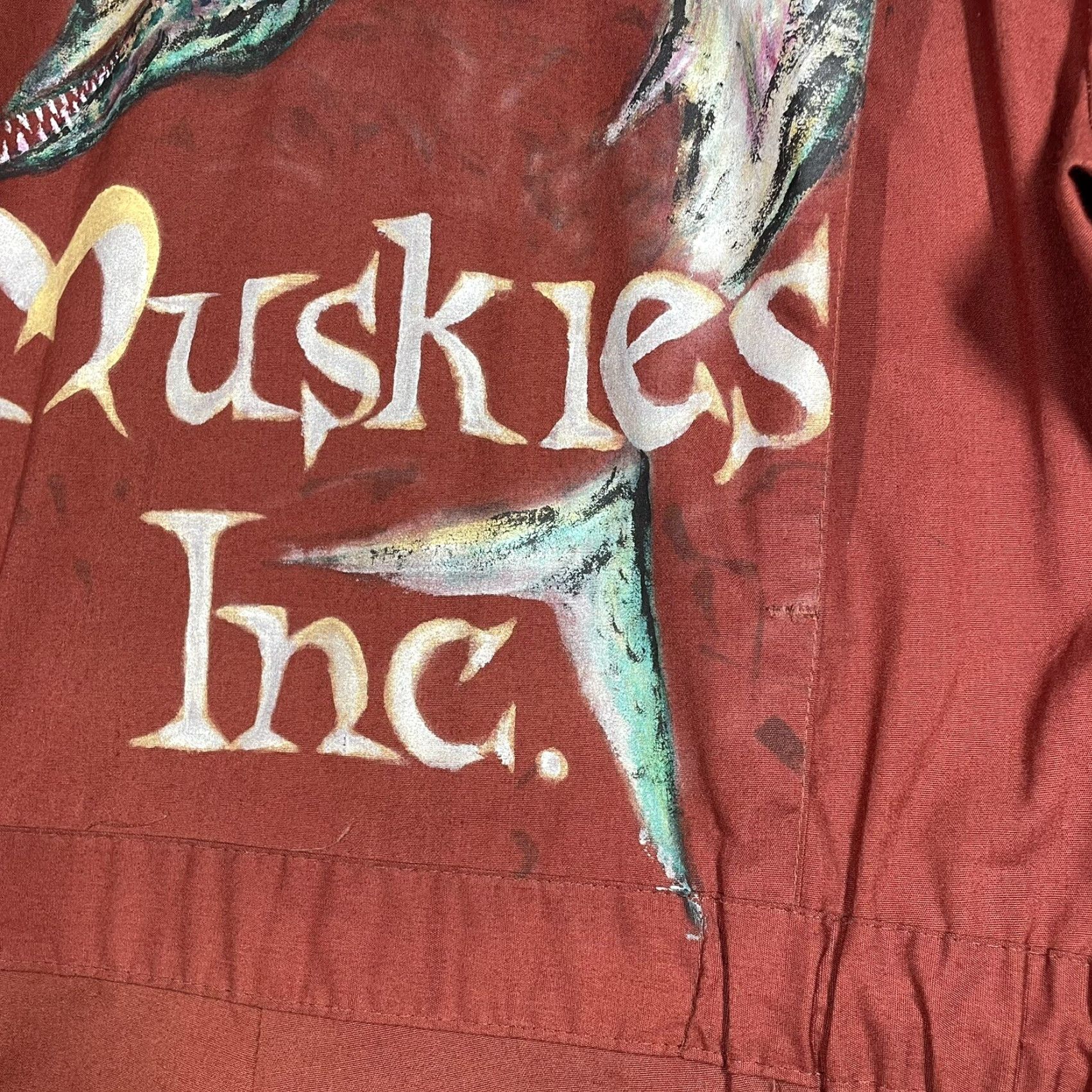 Dickies VINTAGE Dickies Coveralls 70s Muskies Inc Hand Painted Advertising Sign Size M Size US 31 - 4 Thumbnail