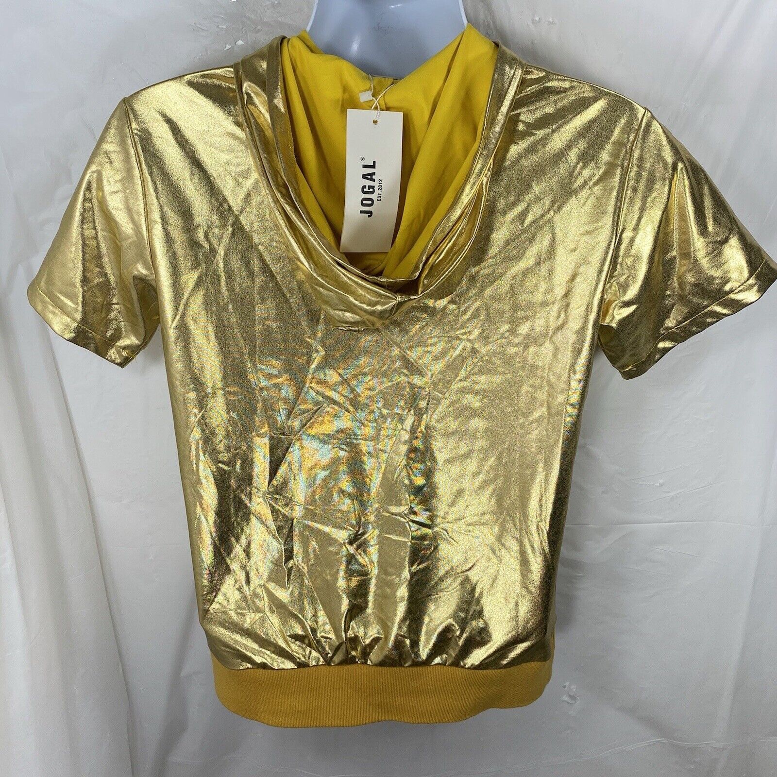 Other JOGAL Hooded Shirt Shiny Golden Reflective Hoodie NWT Size S / US 4 / IT 40 - 5 Thumbnail