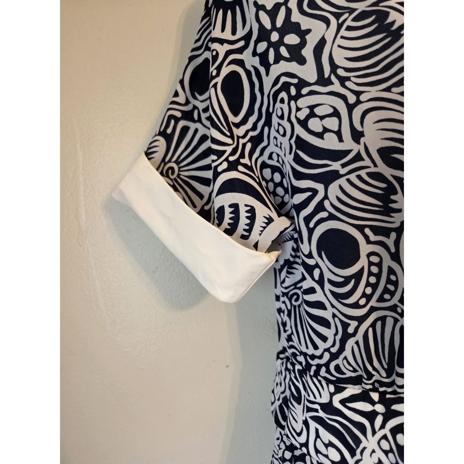 Vintage VINTAGE Leslie Fay Lord & Taylor Nautical Dress 14 Navy/White Seashell Print 80s Girls Size XL / US 12-14 / IT 48-50 - 4 Thumbnail