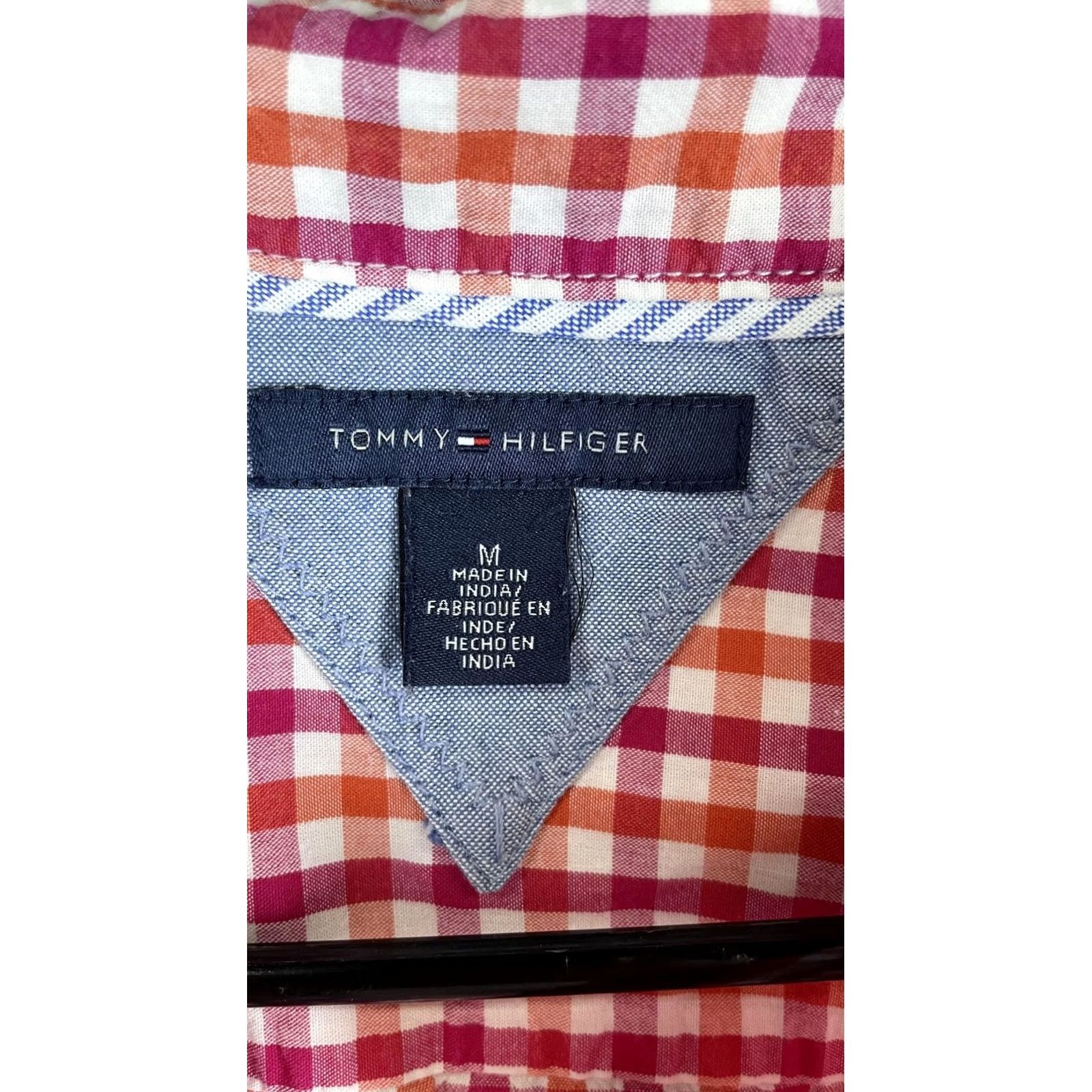 Tommy Hilfiger Tommy Hilfiger Shirt Womens Medium Pink Orange Gingham Plaid Button Front Casual Size M / US 6-8 / IT 42-44 - 3 Thumbnail