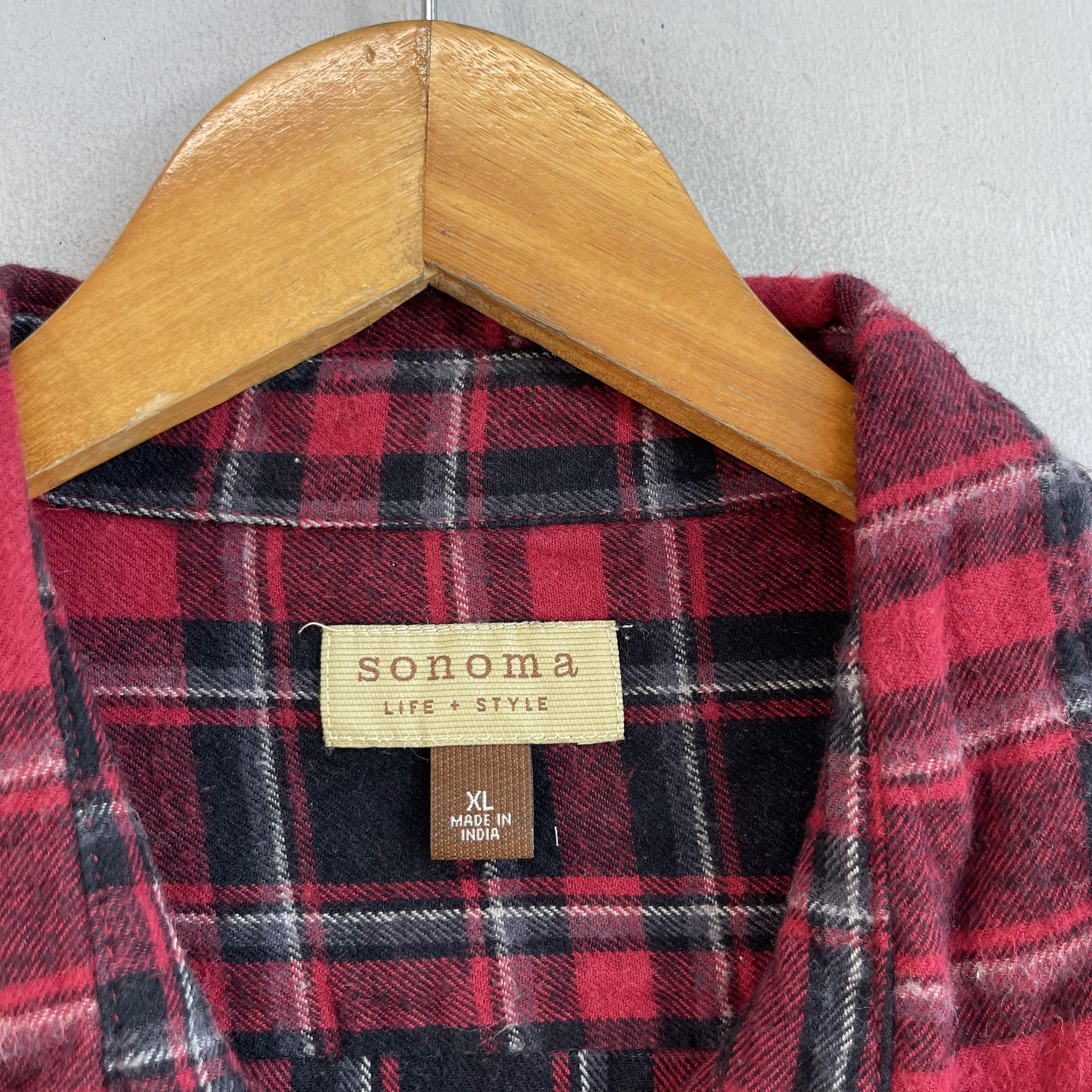 Flannel × Japanese Brand Vintage SONOMA Plaid Checkered Red/Black Flannel Button Up Size US XL / EU 56 / 4 - 4 Thumbnail
