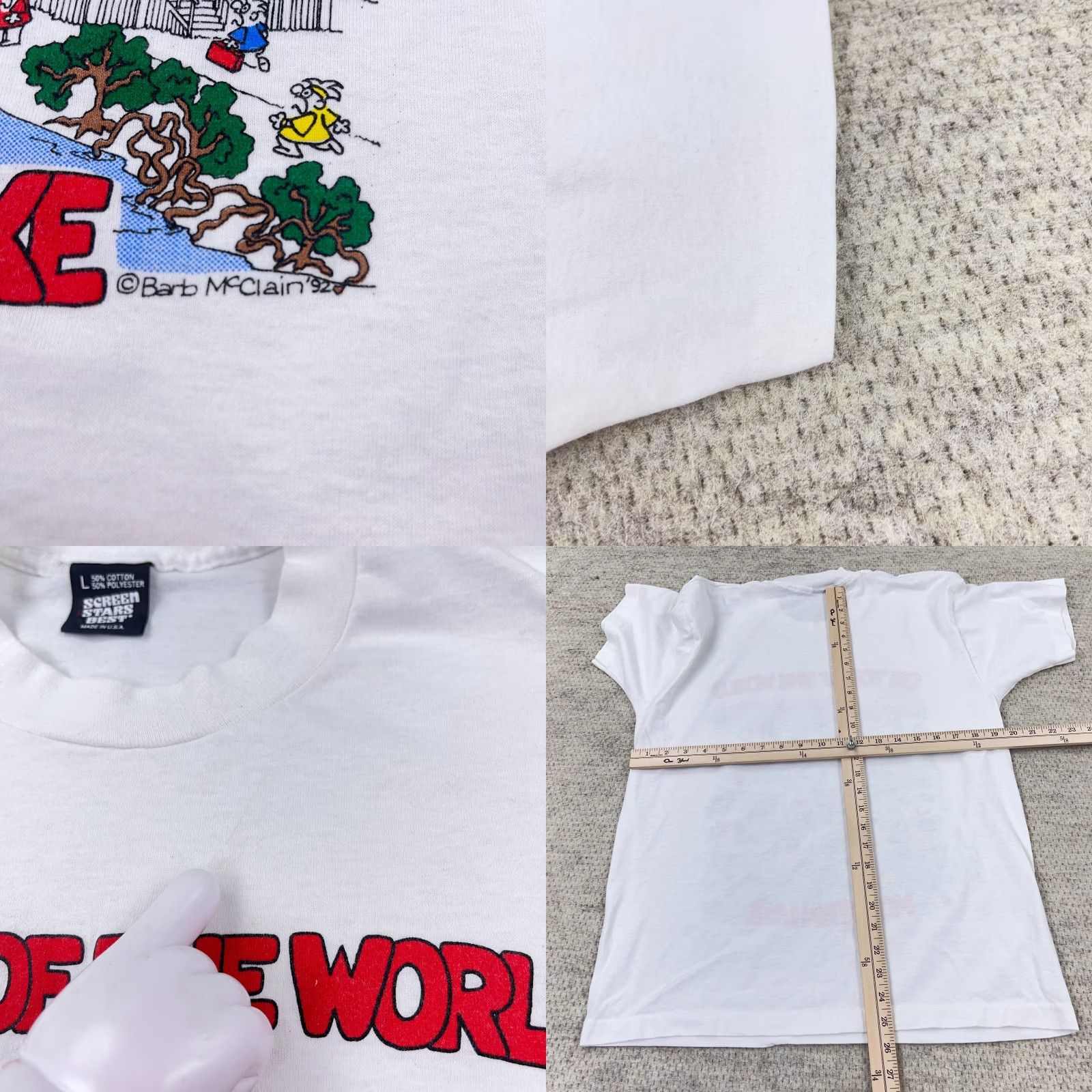 Vintage VINTAGE Screen Stars Best Shirt Men L White Graphic Print 80s 90s Nature Mountain Lake Dirty Dancing Size US L / EU 52-54 / 3 - 8 Thumbnail
