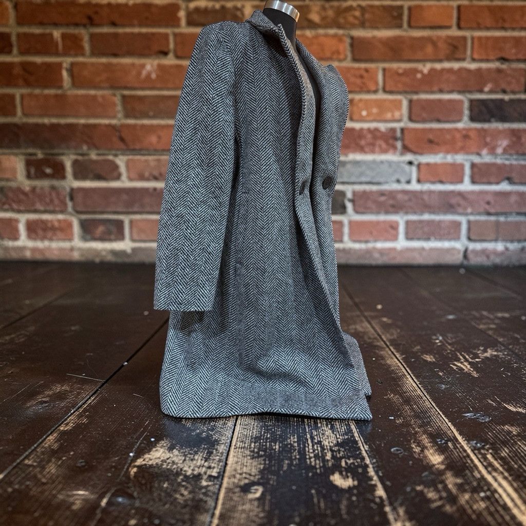 DKNY DKNY Women Herringbone Double Breasted Wool Blend Coat Large Size L / US 10 / IT 46 - 3 Thumbnail
