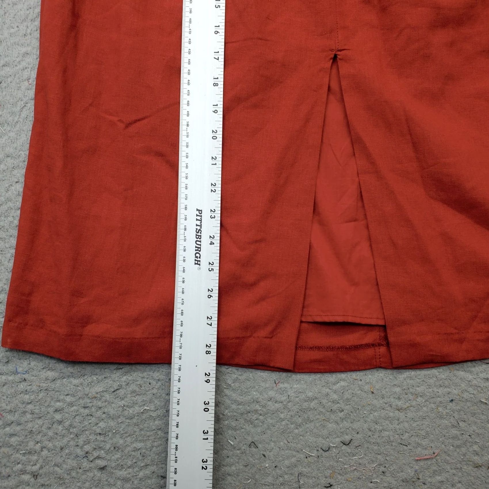 Banana Republic Banana Republic Womens Size 16P Red Linen Midi Skirt Petites A-Line Pleated Front Pockets ZipperButton Vented Size 38" / US 16 / IT 52 - 3 Thumbnail
