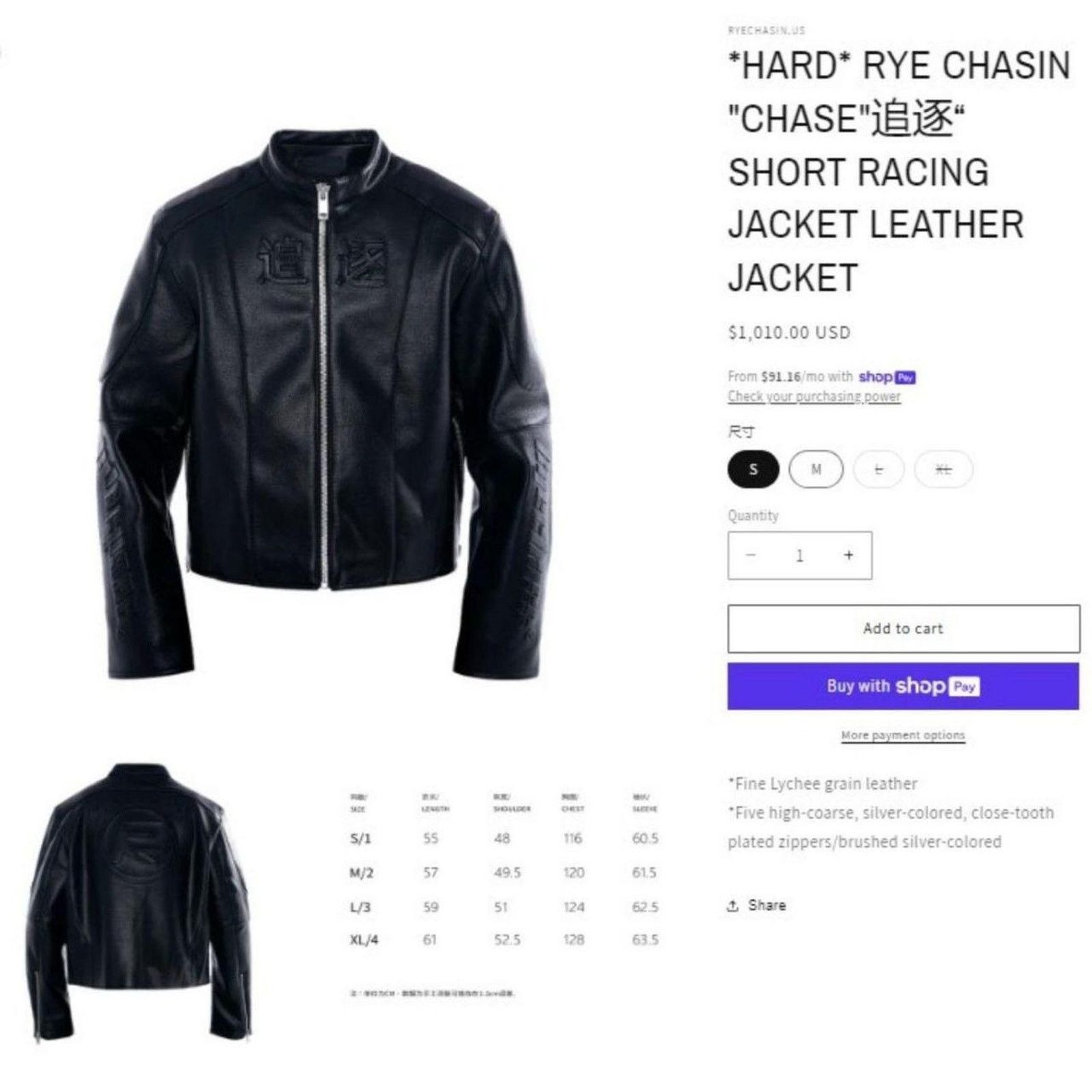 RYE CHASIN CHASE追逐“ RACING LEATHER JACKET