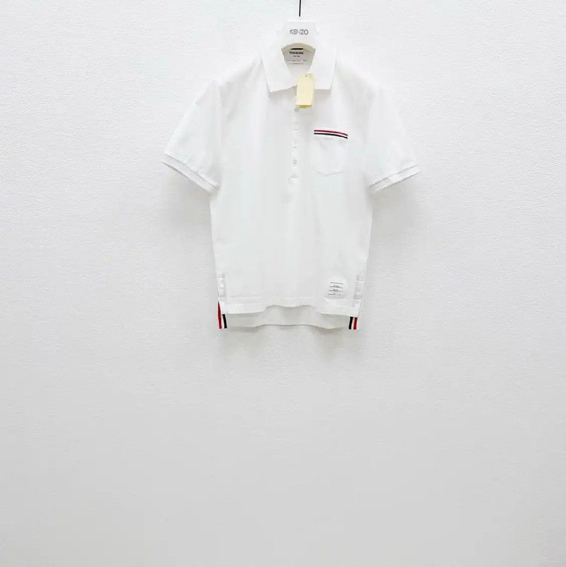 Thom Browne Thom Browne White Short Sleeve Polo Shirt 0089 Size US L / EU 52-54 / 3 - 1 Thumbnail