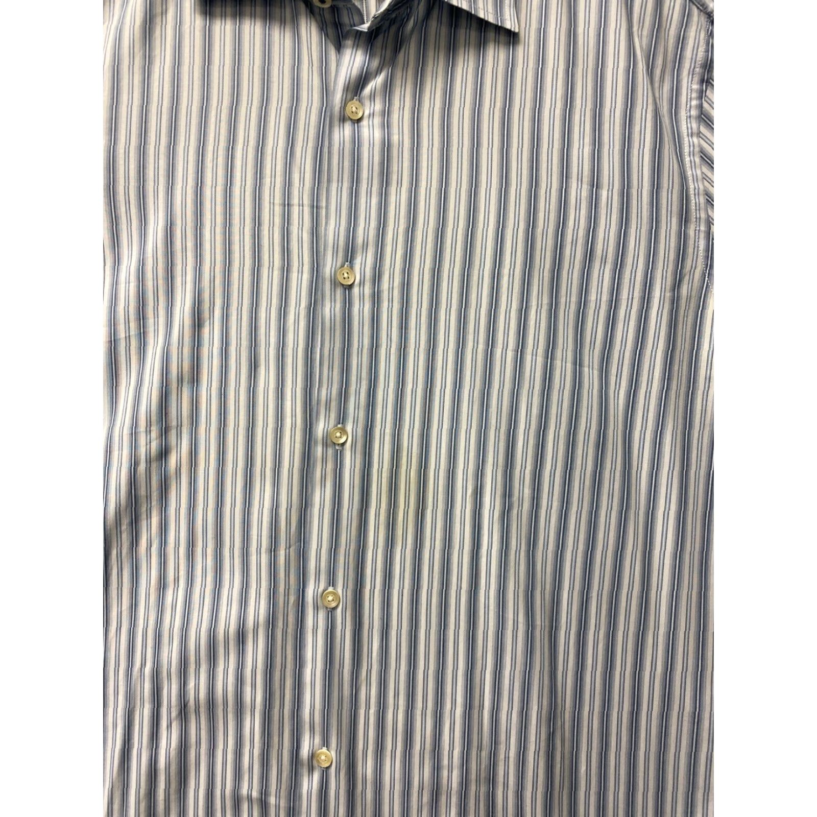 Banana Republic Banana Republic Shirt Men XLT Gray Striped Button Up Preppy Casual 116-68 Size US XL / EU 56 / 4 - 4 Thumbnail