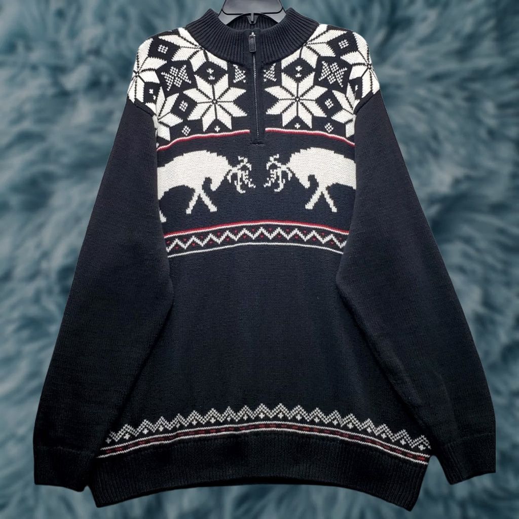 Chaps Chaps Mens XL Multicolor Geometric Chunky Knit Quarter Zip Winter Sweater Size US XL / EU 56 / 4 - 1 Thumbnail