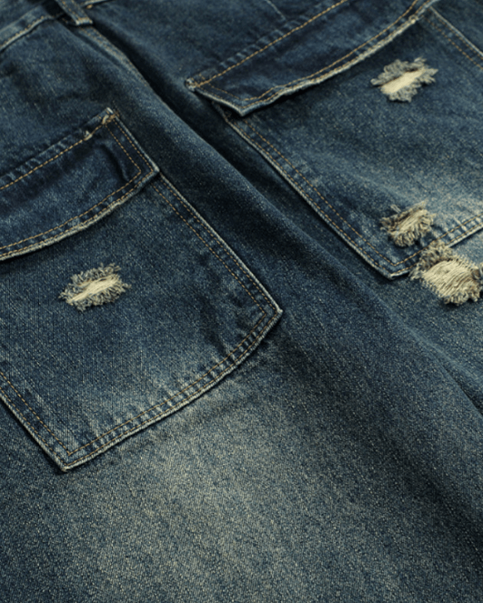 Japanese Brand × Jean Retro straight washed casual ripped jeans Size US 32 / EU 48 - 5 Thumbnail