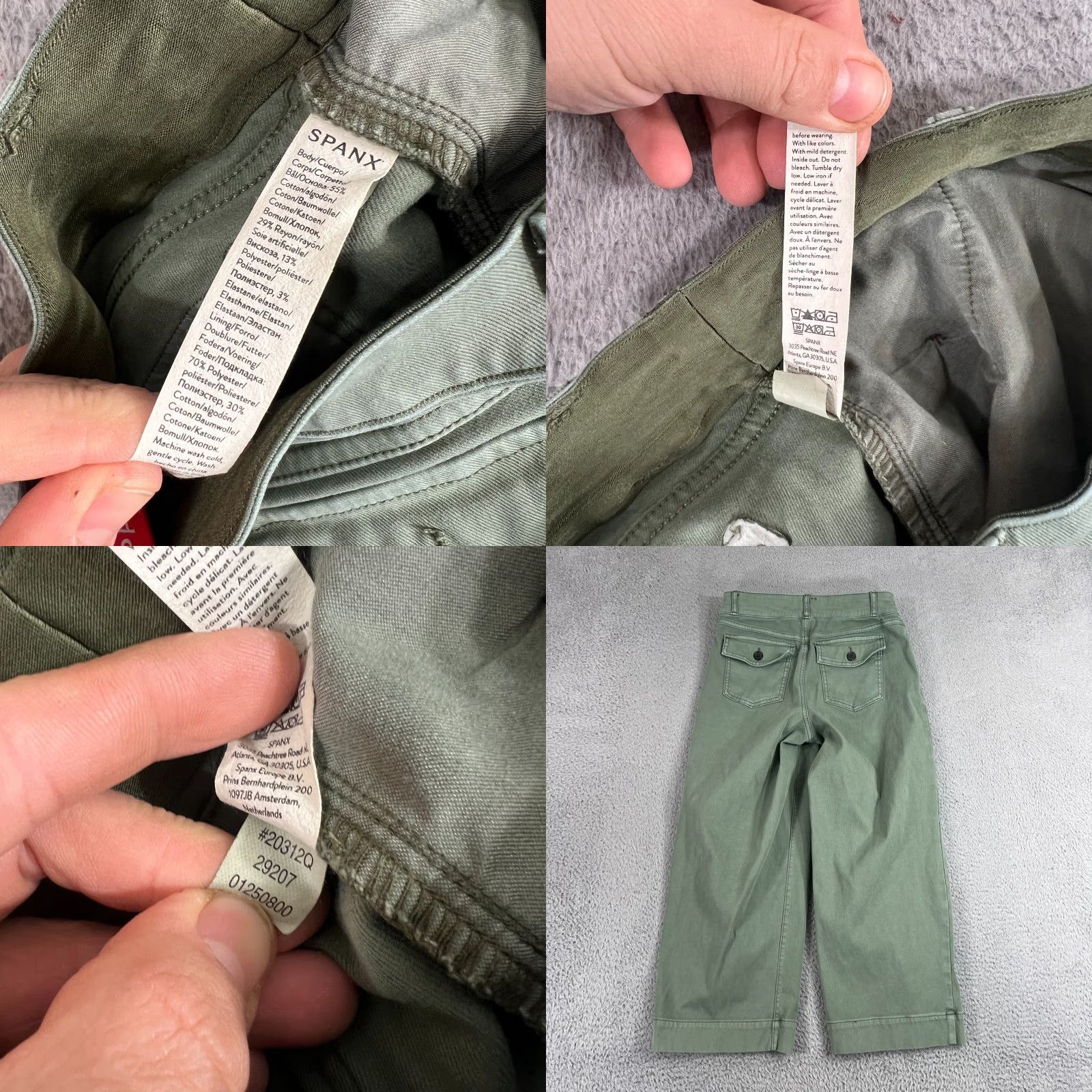 Spanx Spanx Pants Womens Medium Stretch Twill Pull On Cropped Green Wide-Leg 20312Q Size 32" / US 10 / IT 46 - 8 Thumbnail