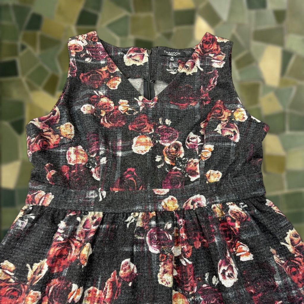 THAKOON Thakoon for DesigNation Dress Womens 16 Floral Plaid Sleeveless Fit & Flare Multicolor V-Neck Party/Cocktail Womens 16 Size XXL / US 16-18 / IT 52-54 - 1 Thumbnail