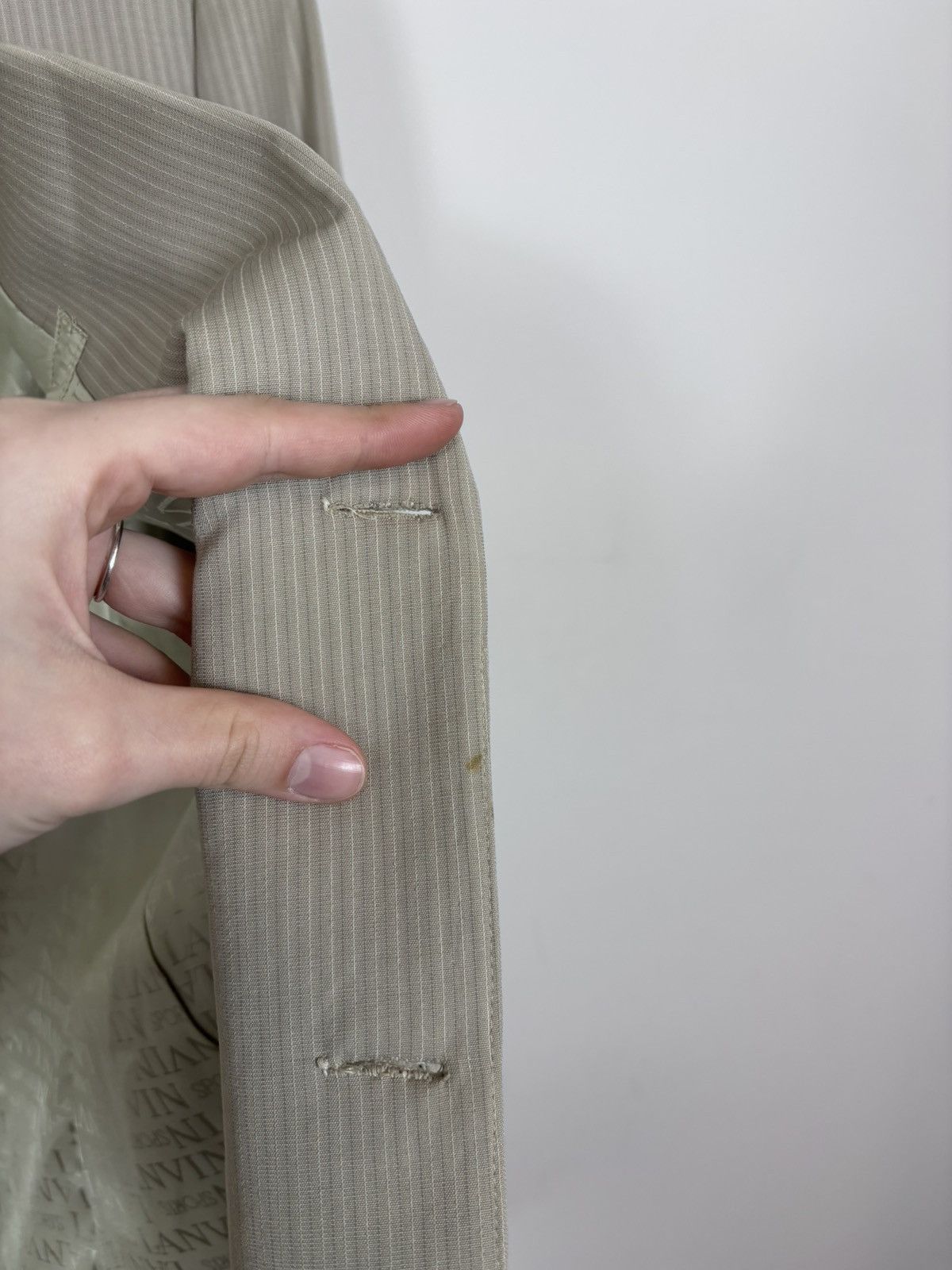 Lanvin Lanvin Sport Men’s Vintage Beige Ivory Striped Blazer Jacket Size 44R - 20 Thumbnail