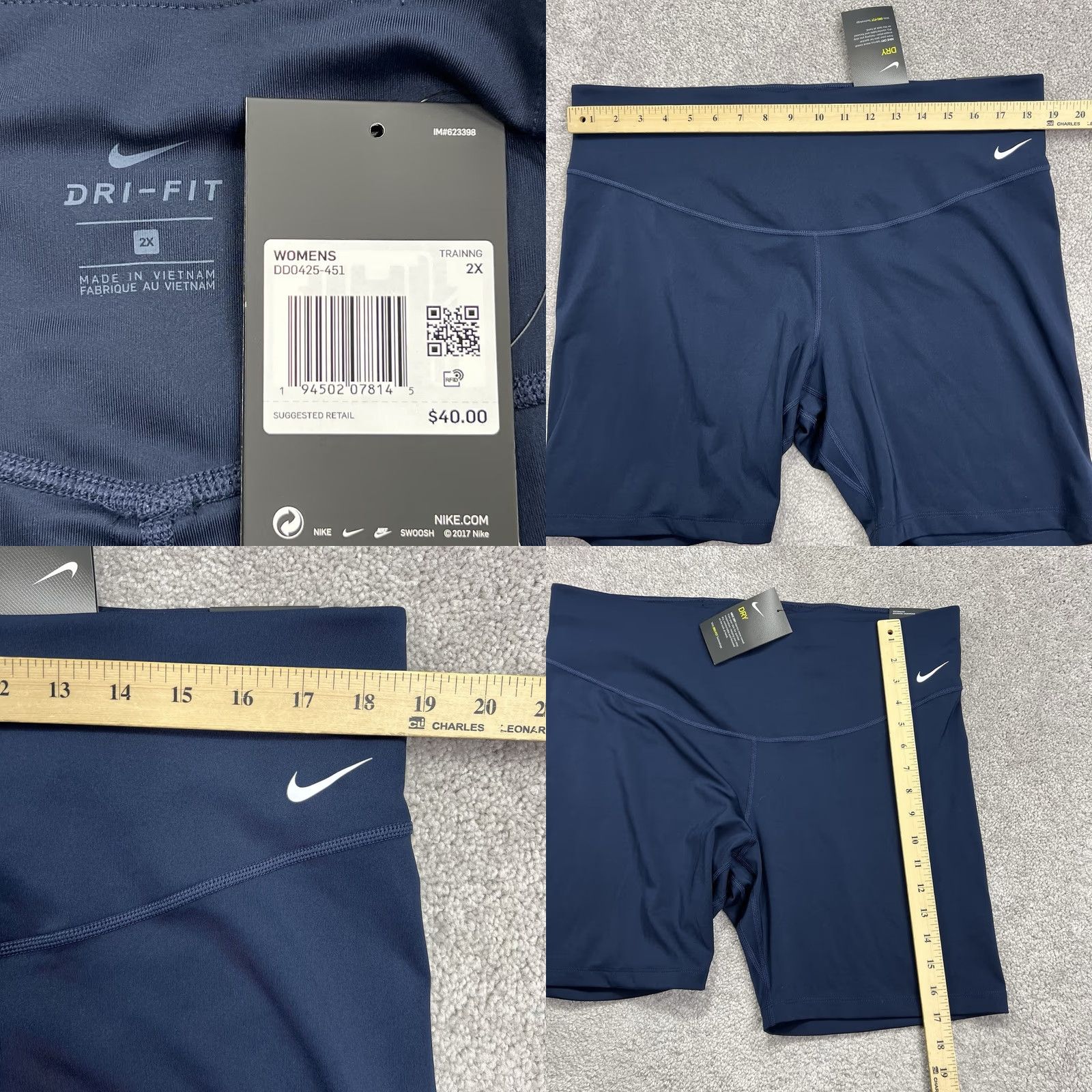 Nike Nike One Shorts Women’s 2X Dri-FIT High-Waisted 7" Biker DD0425-451 Blue NWT NEW Size 40" / US 18 - 8 Thumbnail
