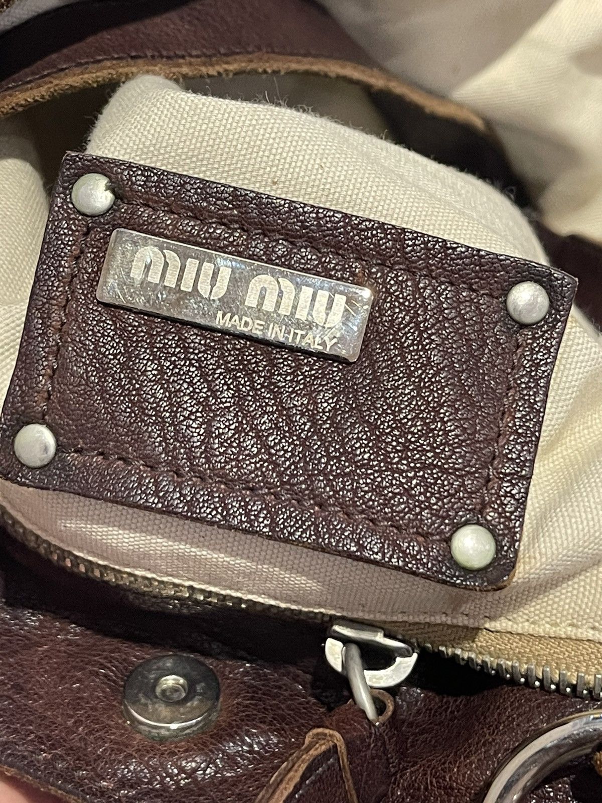 Miu Miu Miu Miu Brown Leather Shoulder Bag Flower Embellishment Size ONE SIZE - 5 Thumbnail