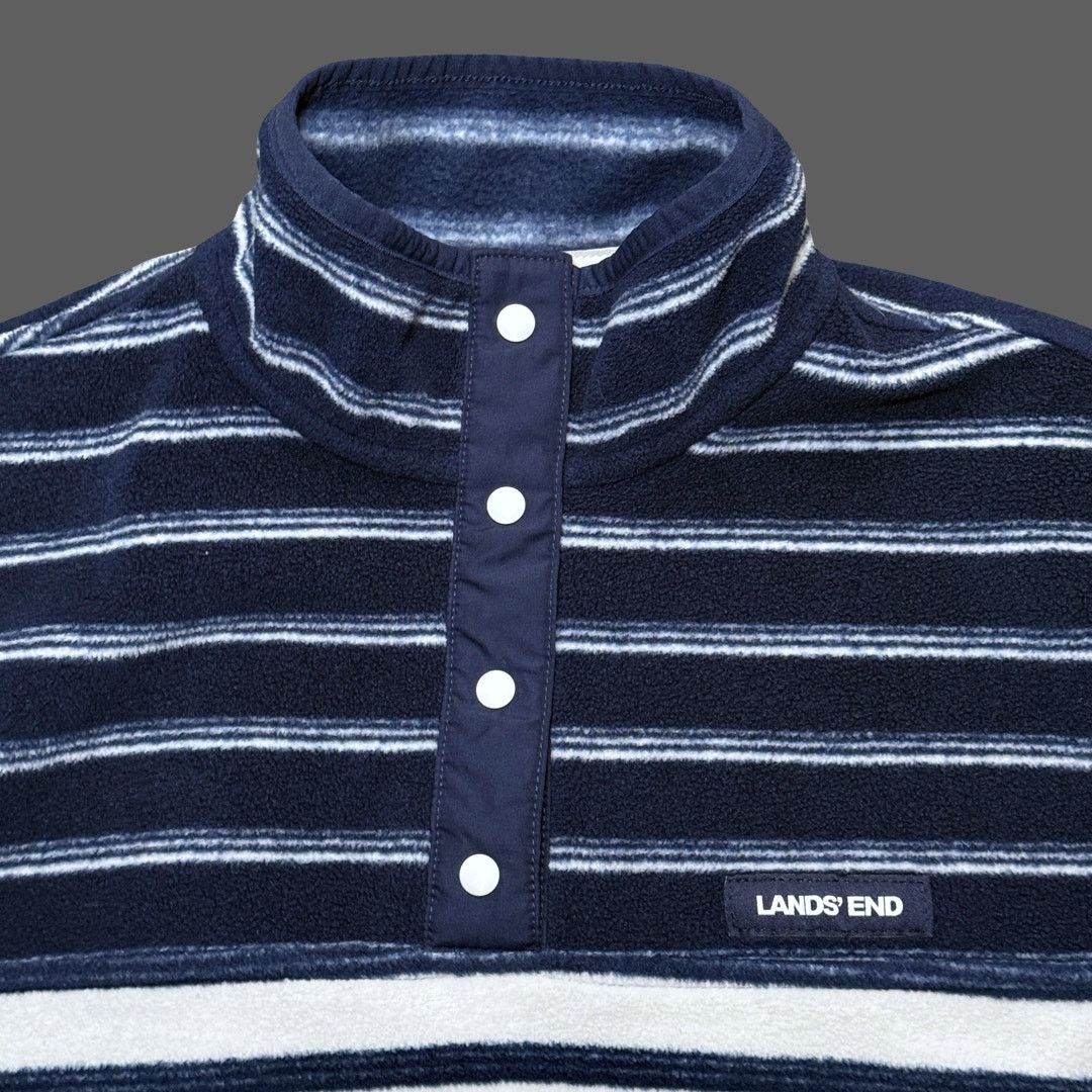 Lands' End Lands' End Heritage Snap Fleece Navy Stripe Womens M Size US M / EU 48-50 / 2 - 4 Thumbnail