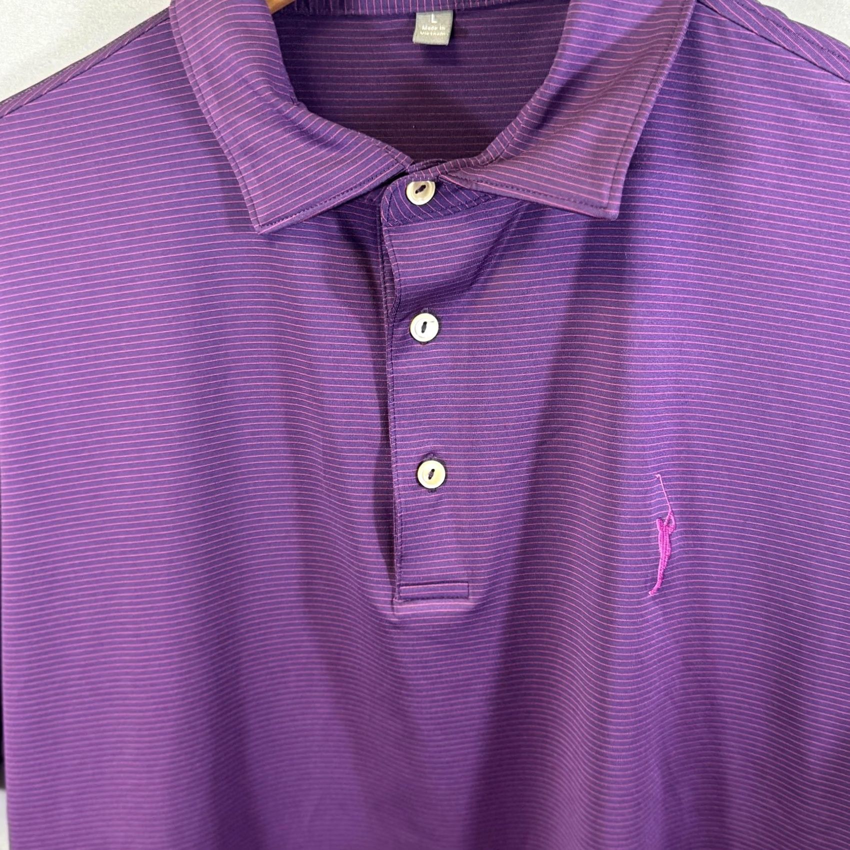 Peter Millar Peter Millar Polo Shirt Mens L Purple Striped Summer Comfort Golf Stretch Moisture Wicking Lightweight Breathable Size US L / EU 52-54 / 3 - 3 Thumbnail