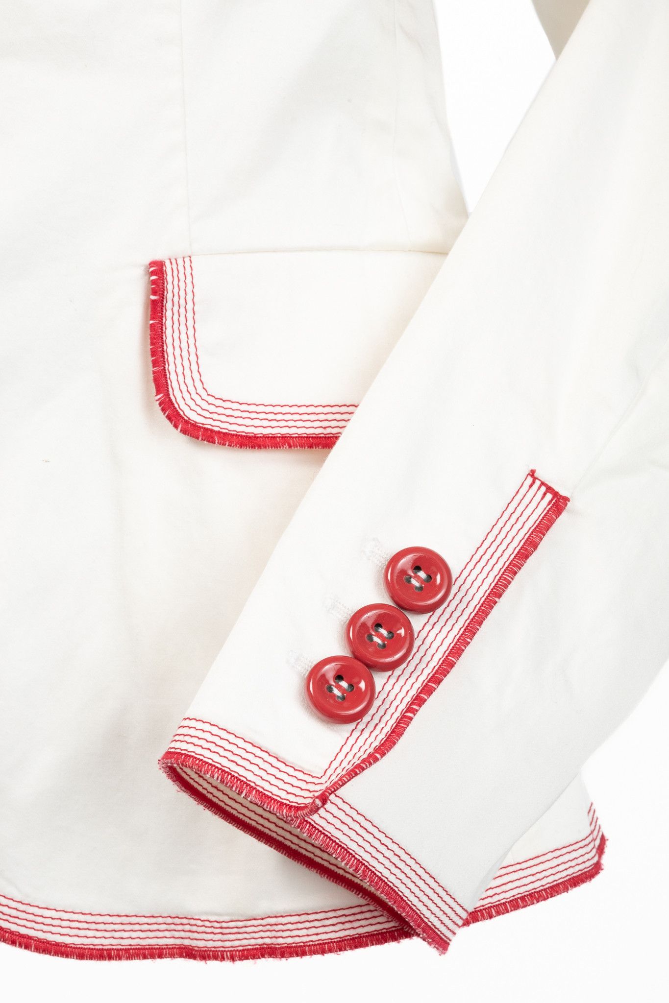 Moschino Moschino Cheap and Chic White Cotton Red-Embroidered Blazer Size M / US 6-8 / IT 42-44 - 7 Thumbnail