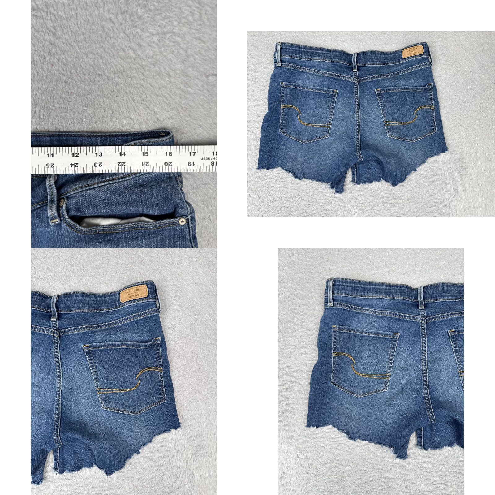 Levi's Signature By Levi Strauss & Co Shorts Womens 14 W32 Blue Denim Cutoff Frayed Hem Size 36" / US 14 / IT 50 - 9 Thumbnail