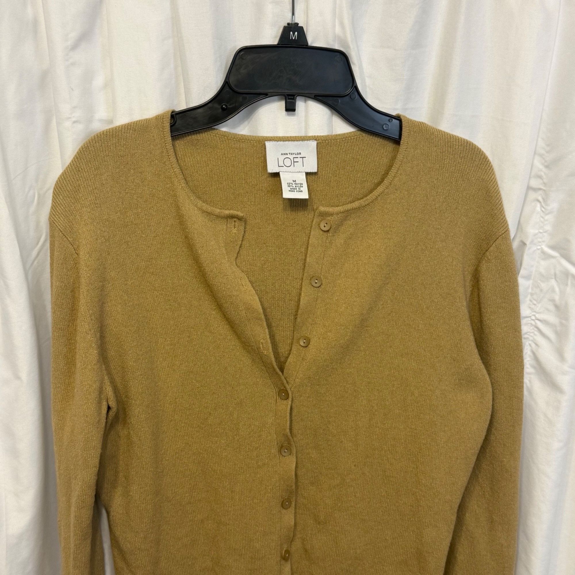 Loft Ann Taylor LOFT Womens Tan Button-Up Cardigan Sweater Medium Size M / US 6-8 / IT 42-44 - 2 Thumbnail