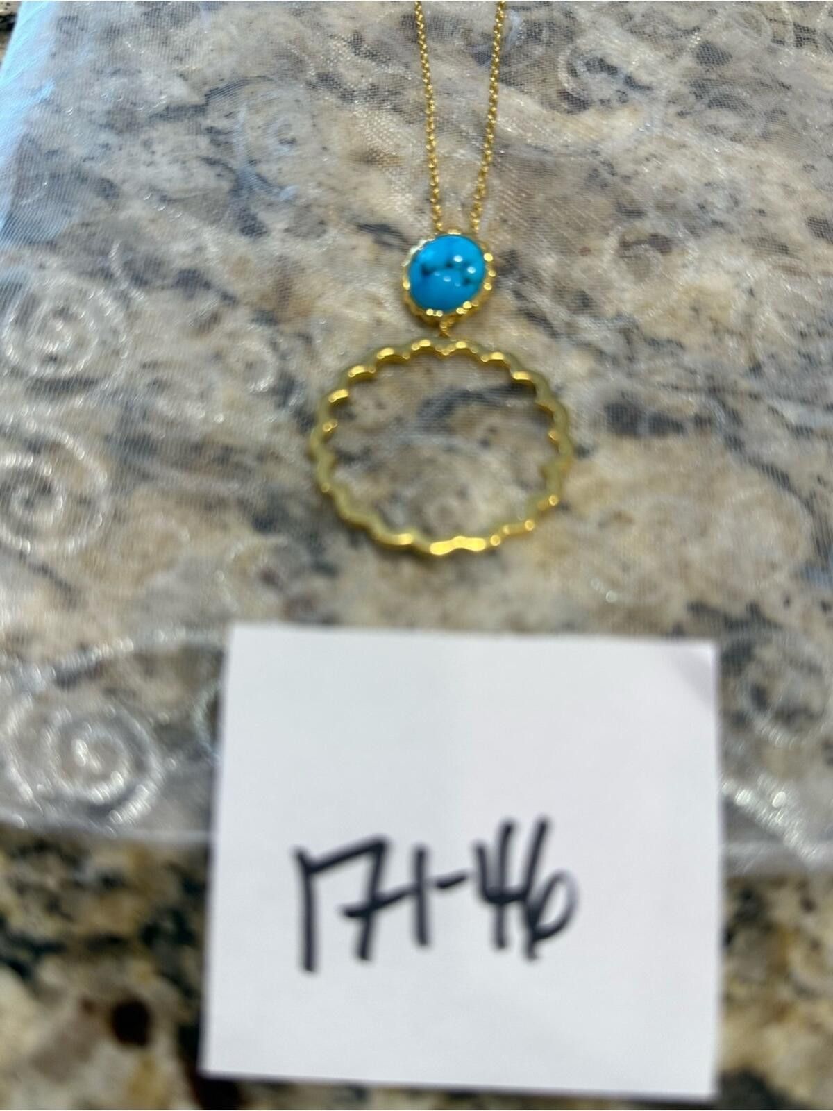 Other Turquoise & gold toned pendant chain line necklace Size ONE SIZE - 8 Thumbnail