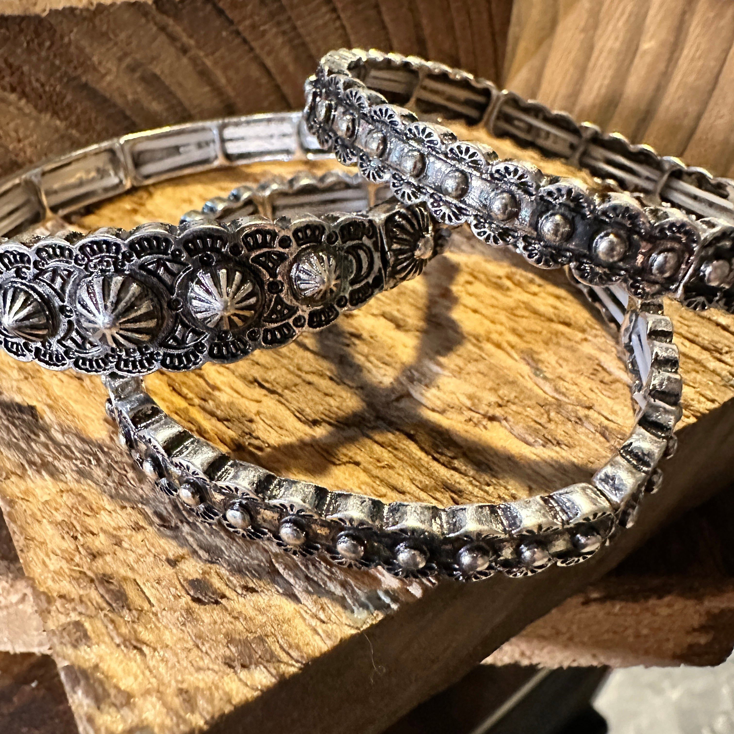 Other Boho Vintage Chic Southwestern Concho Elastic Bracelets, Set Size ONE SIZE - 8 Thumbnail