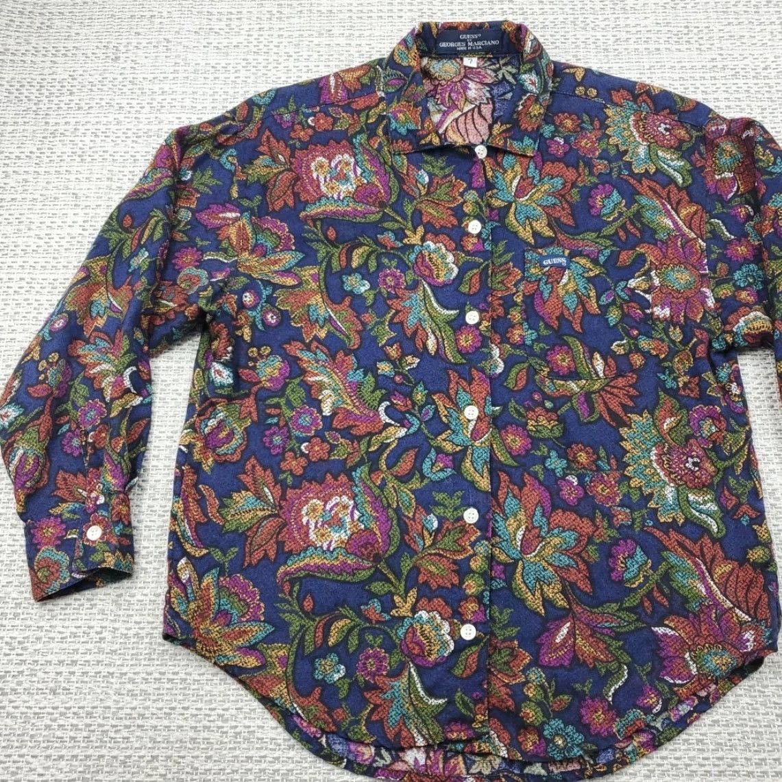 Guess VINTAGE Guess by Georges Marciano Long Sleeve Button Up Womens Sz S 80s 90s USA Made Size S / US 4 / IT 40 - 3 Thumbnail