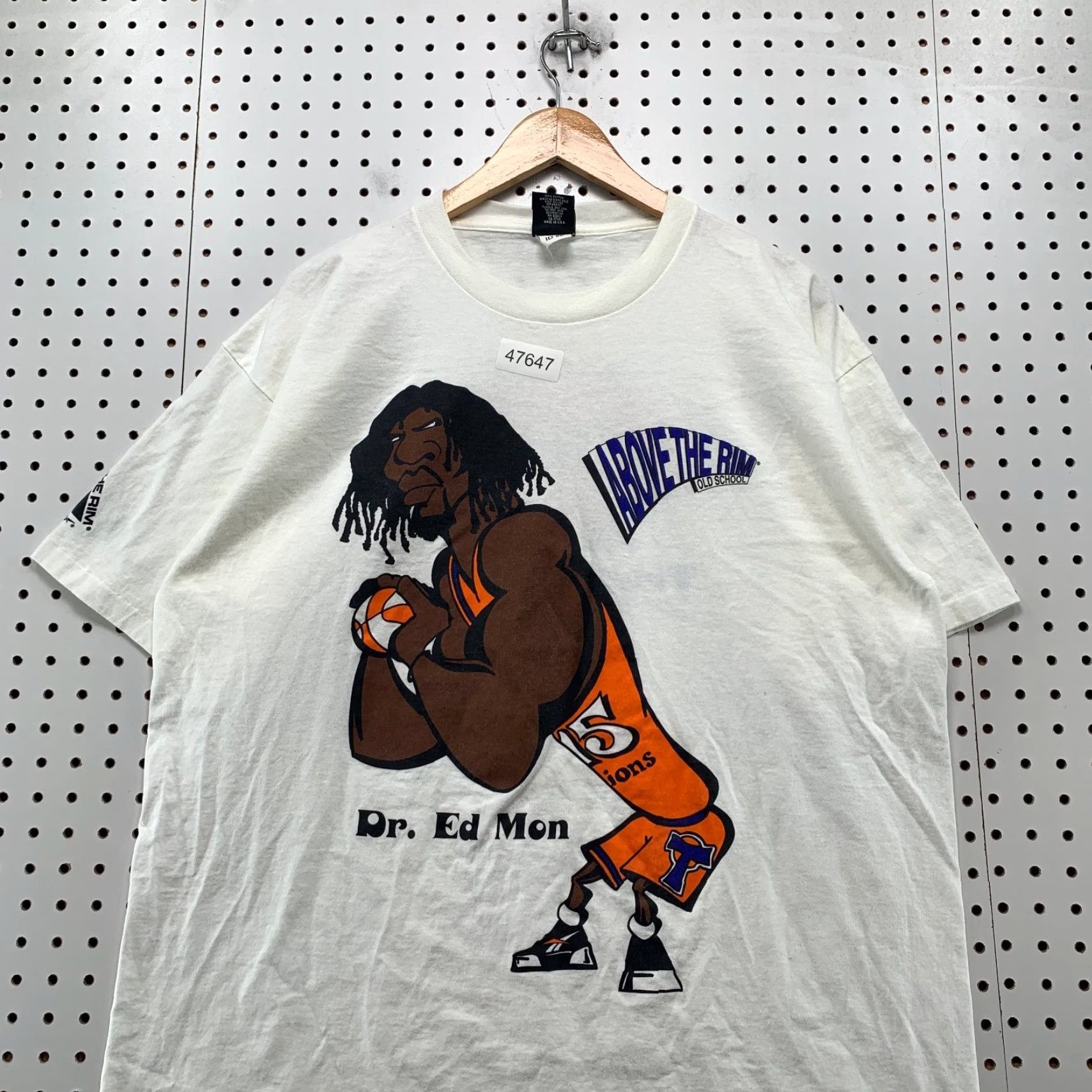 Vintage Vintage Above The Rim Dr Ed Mon Shirt Mens XL White Single Stitch Hoop Wear ATR Size US XL / EU 56 / 4 - 4 Thumbnail