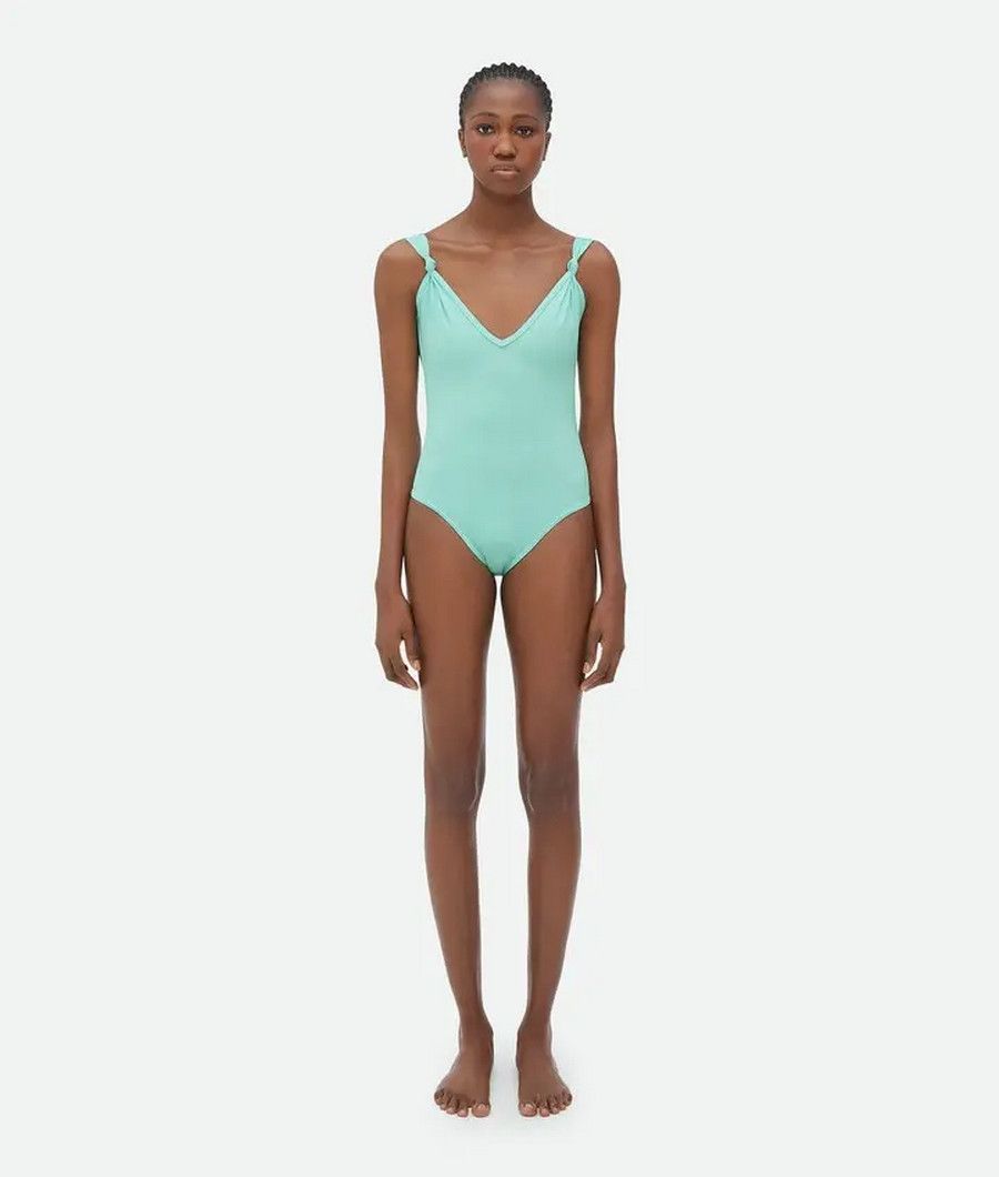 Bottega Veneta BOTTEGA VENETA celadon green one piece swimsuit swimwear M Size 28" / US 6 / IT 42 - 1 Thumbnail