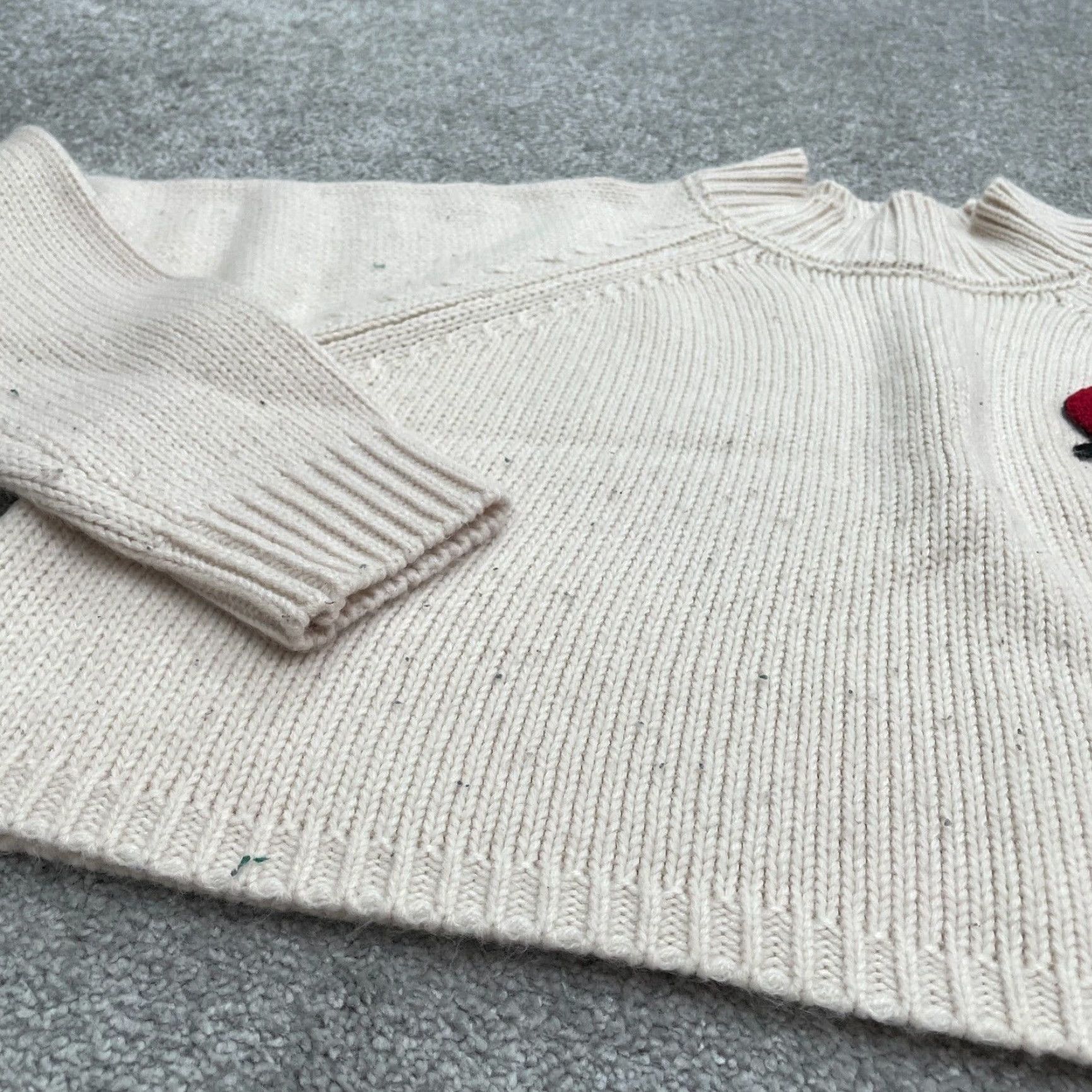 Forever 21 FOREVER 21 Sweater Women's Large Beige Heart Cropped Chunky-Knit Acrylic Pullover Size L / US 10 / IT 46 - 6 Thumbnail
