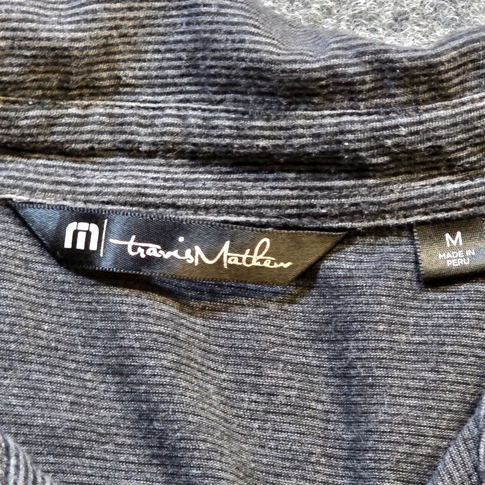 TravisMathew Travis Mathew Shirt Mens Medium Gray Stripe Short Sleeve Performance Golf Casual Polo Shirt Size US M / EU 48-50 / 2 - 3 Thumbnail