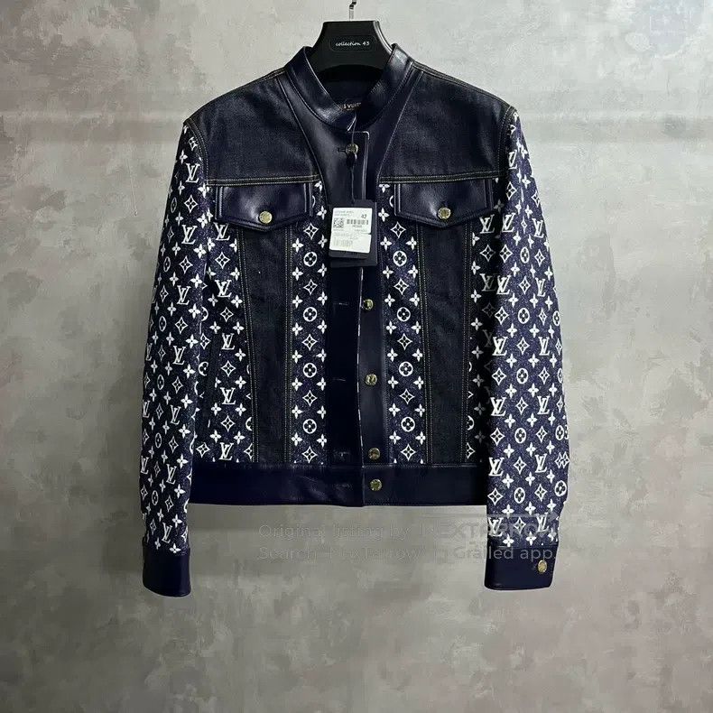 Louis Vuitton 24 Latest Navy Blue Full Button Long Sleeve