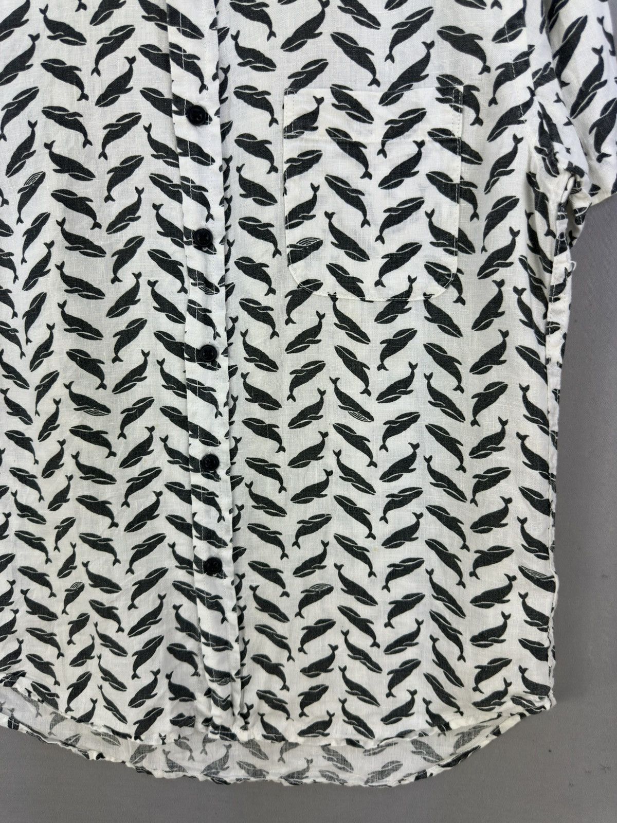 Japanese Brand Sunny Clouds Whale Motive Linen Shirt Short Sleeve Size US M / EU 48-50 / 2 - 3 Thumbnail