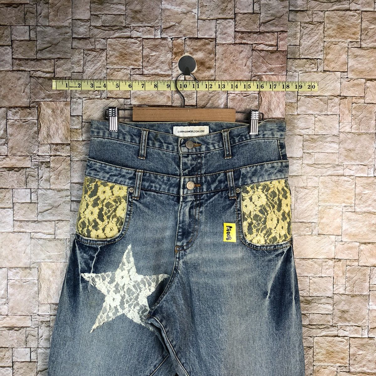 Japanese Brand Ehypen World Gallery double waist Blue Denim Pants #A1008 Size US 30 / EU 46 - 4 Thumbnail