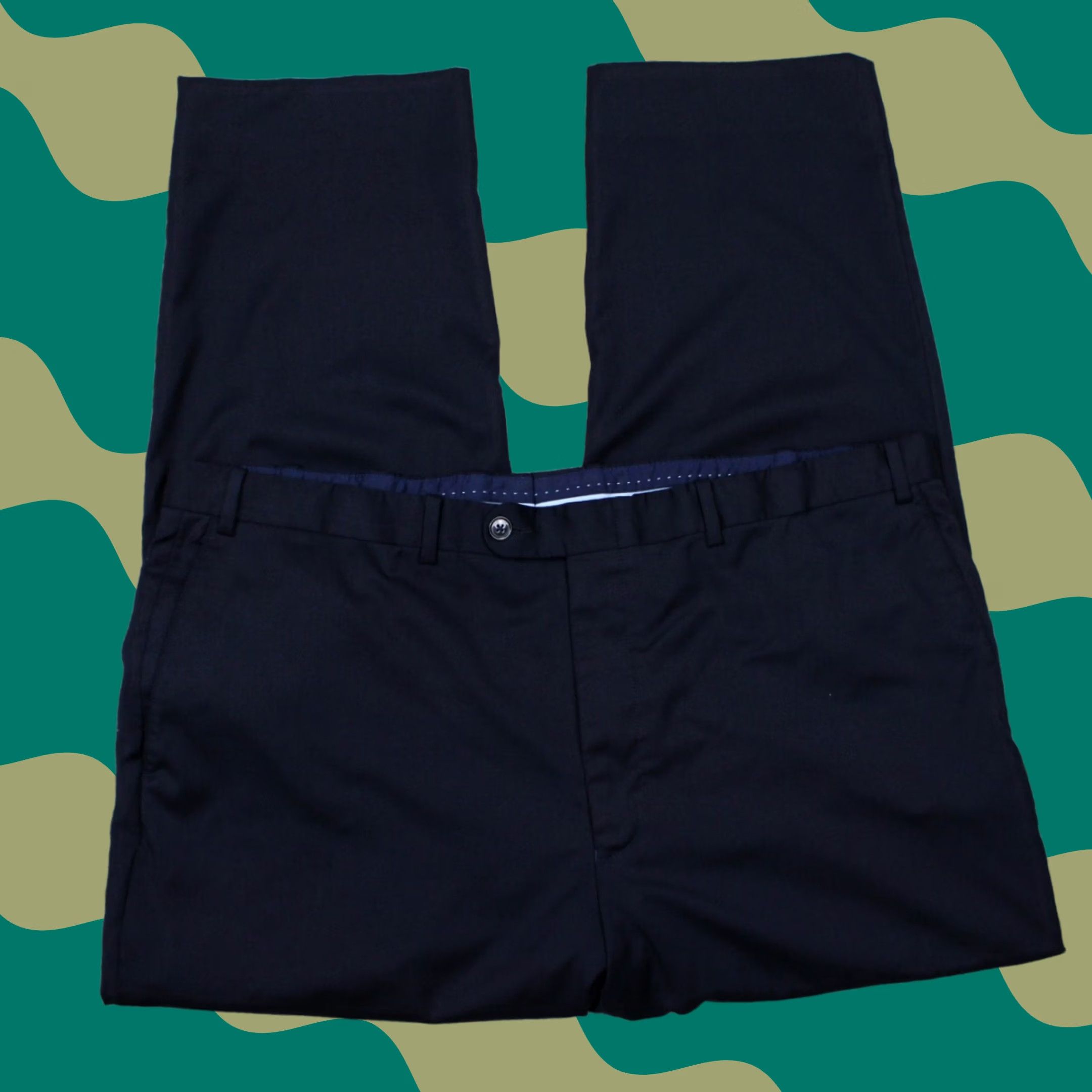 Peter Millar Peter Millar Pants Mens 32R Dress Straight Leg Blue Wool 30" Inseam Flat Front Stretch Regular Velvet? Size US 32 / EU 48 - 1 Thumbnail