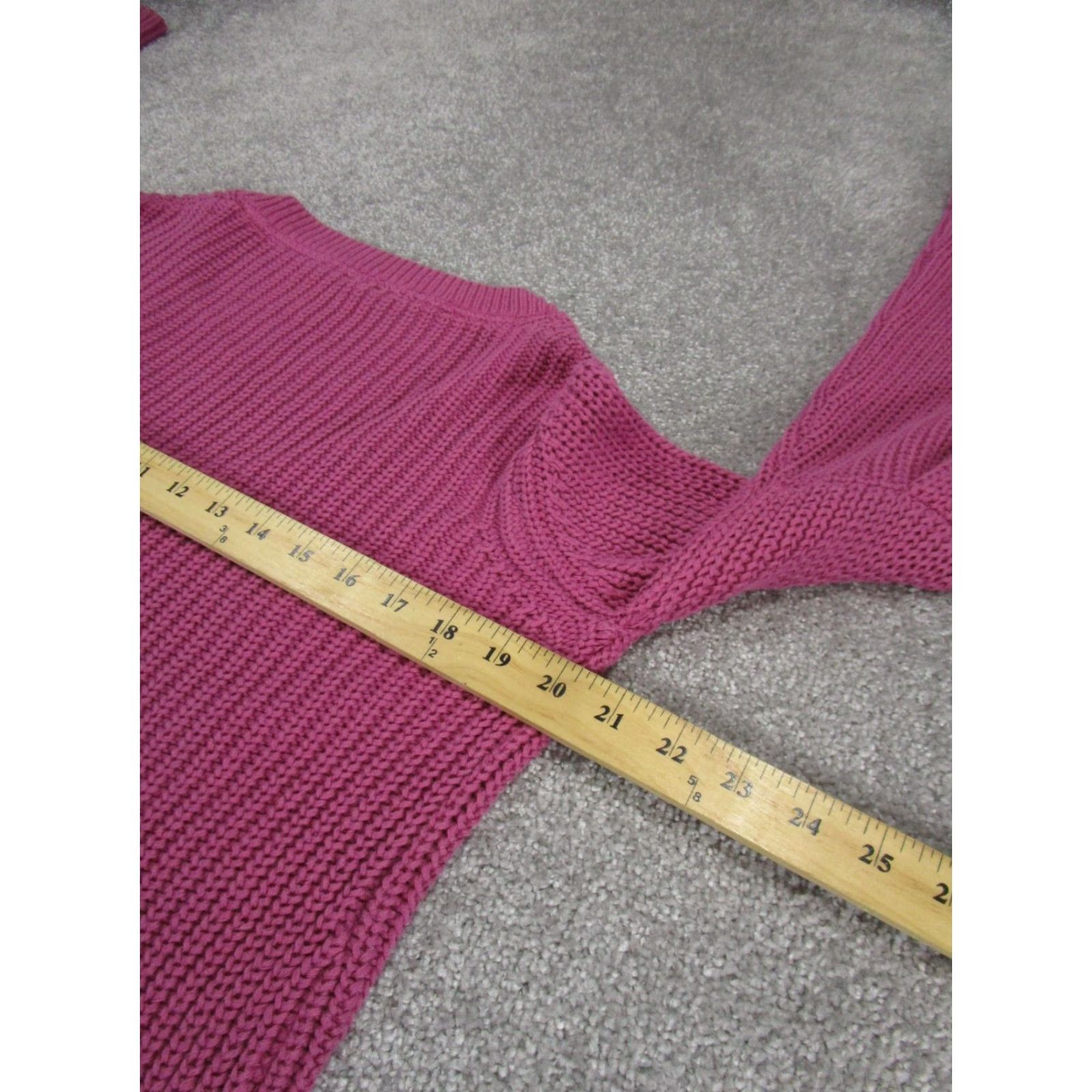 Free People Free People Sweater Womens Pink Cable-Knit V-Neck Long Sleeve S Pullover Flared Sleeve Size S / US 4 / IT 40 - 6 Thumbnail
