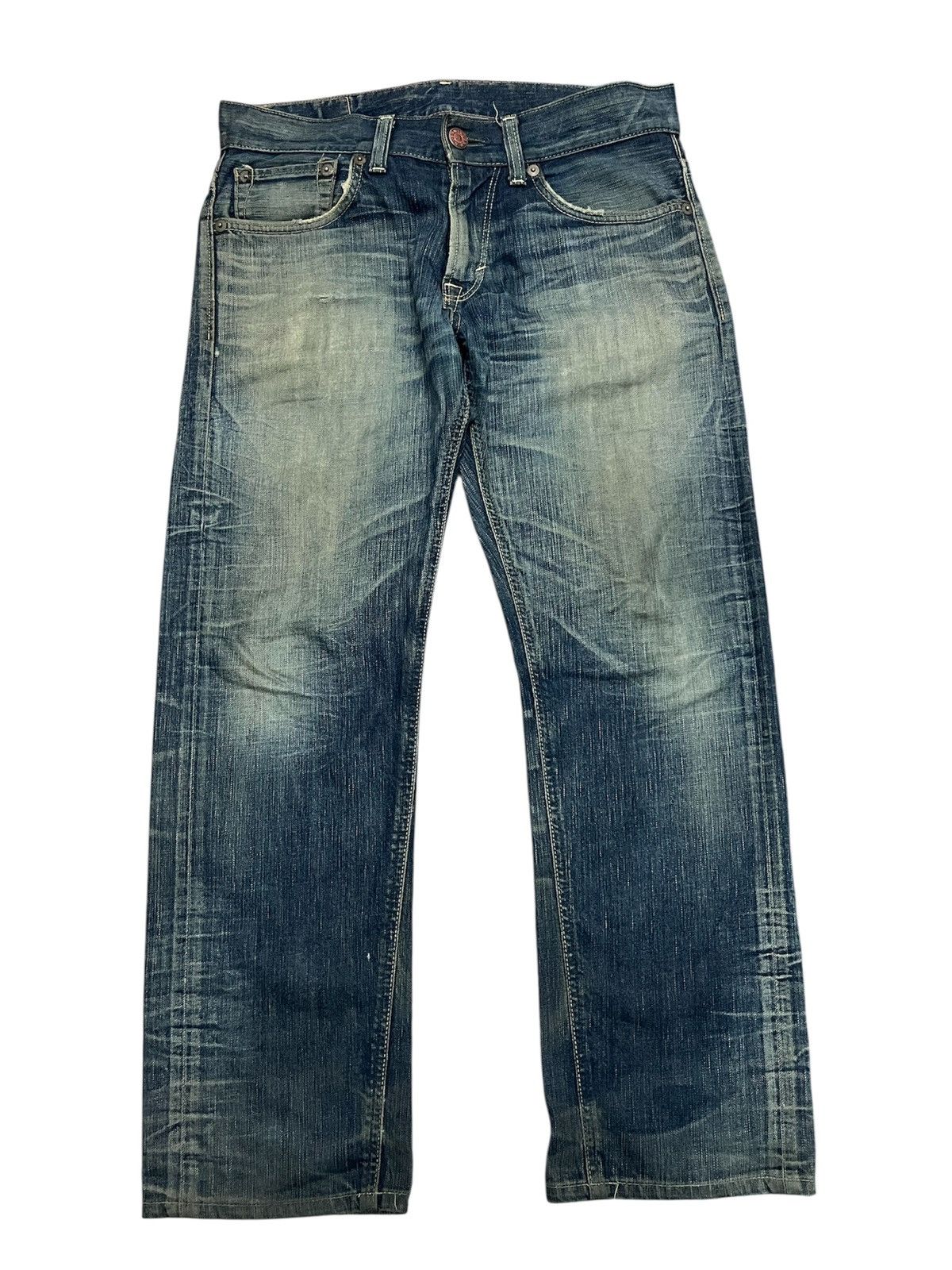 If Six Was Nine 💥Vintage Y2K Edwin Distressed Straight Cut Jeans Size US 34 / EU 50 - 1 Thumbnail