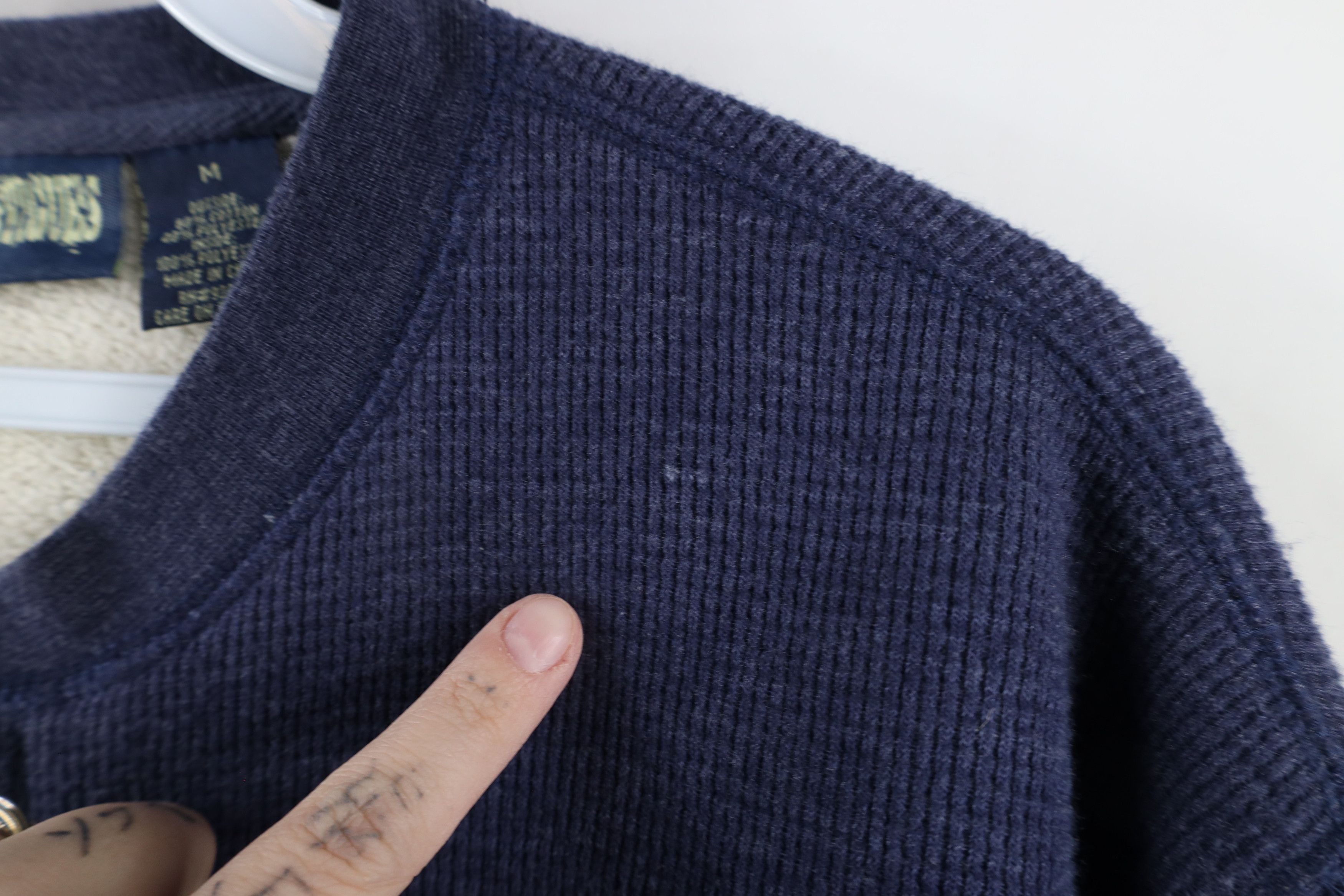 Vintage Vintage 90s Lined Thermal Waffle Knit Henley Sweatshirt Size US M / EU 48-50 / 2 - 4 Thumbnail