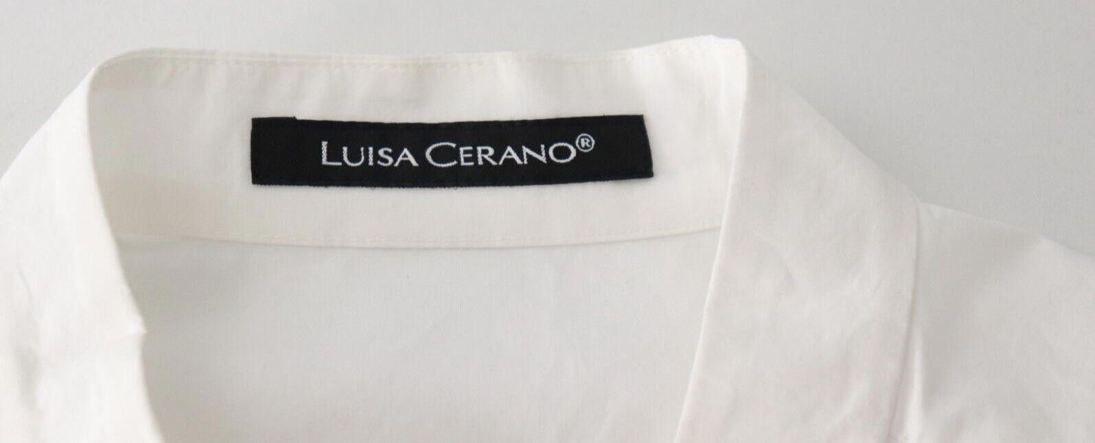 Designer Luisa Cerano US4 White Poplin Shirt Dress Button Up Mini Size S / US 4 / IT 40 - 3 Thumbnail