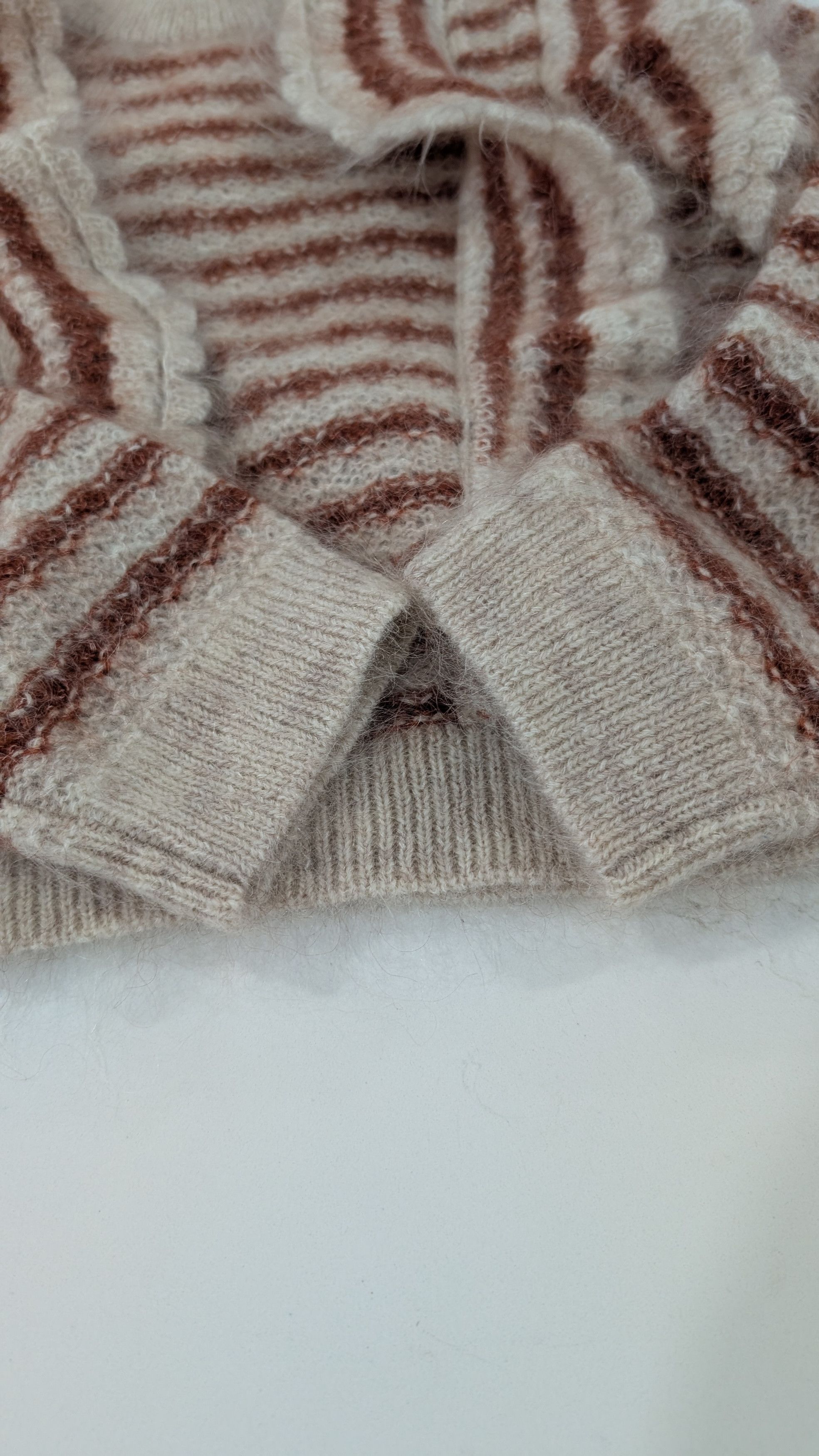 Sezane Sézane Ariane Striped Mohair Knit Sweater XS Cream Rust Size XS / US 0-2 / IT 36-38 - 4 Thumbnail