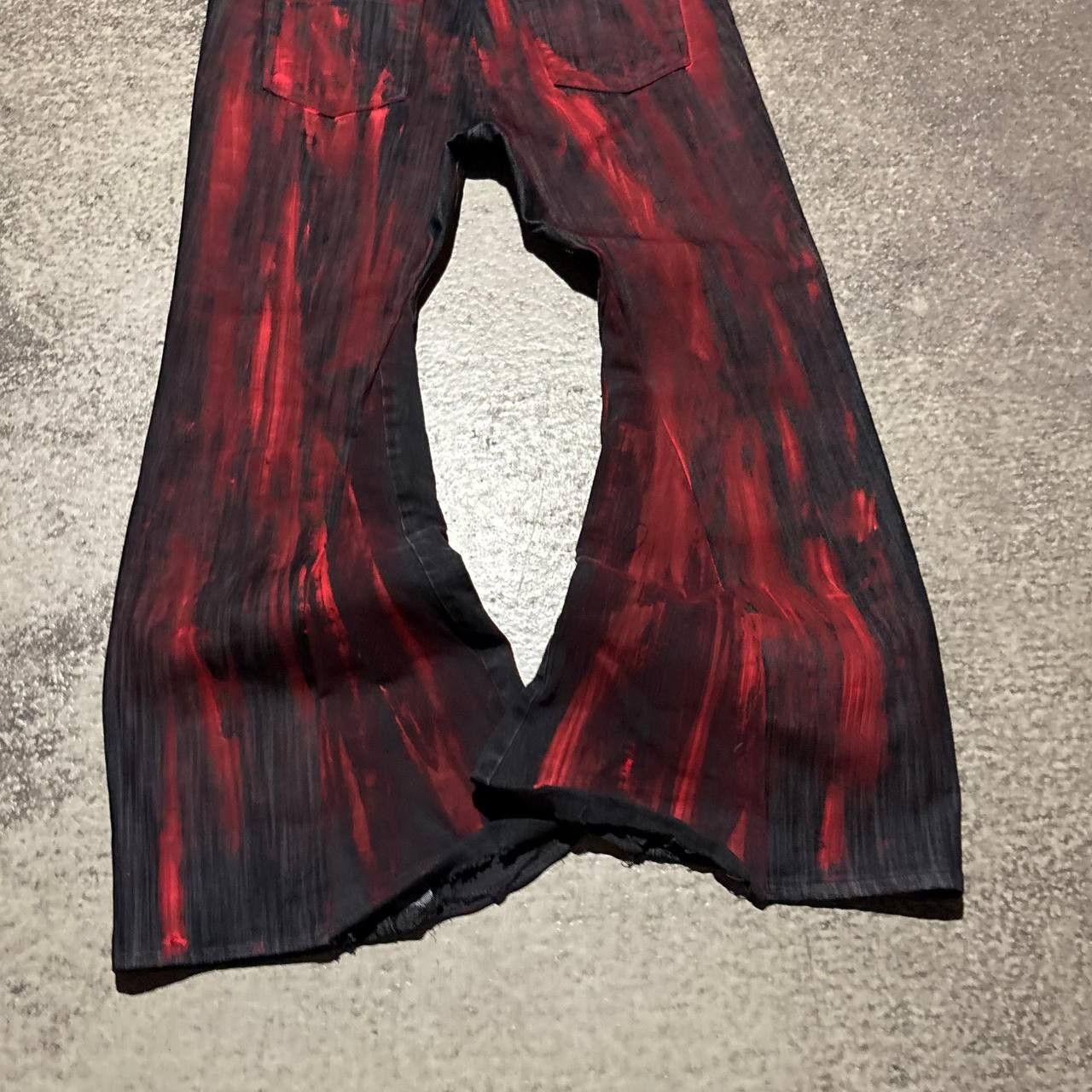 Japanese Brand Custom Black Baggy Distressed Jeans Painted Wide Leg Size US 31 - 5 Thumbnail