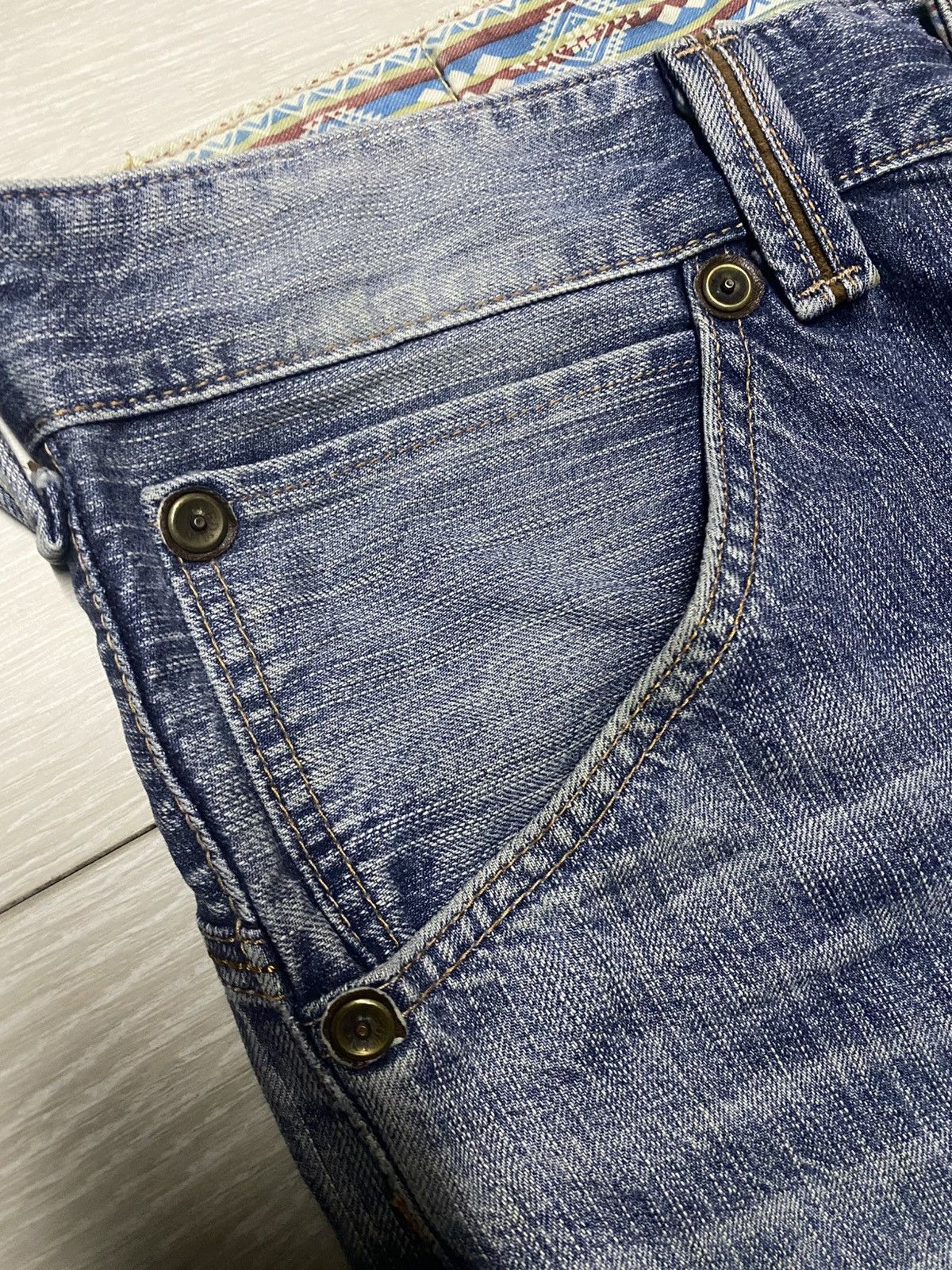Junya Watanabe Vintage Edwin XVS Faded Wash Thunder Buckle Back Distressed Size US 37 - 10 Thumbnail