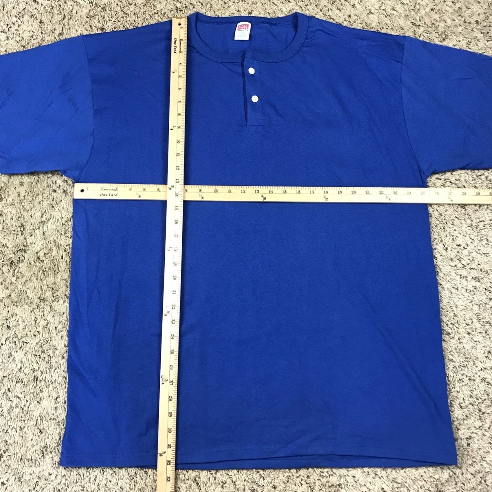 Soffe VINTAGE Soffe T-Shirt Henley 2XL Adult Blue Short Sleeve Single Stitch 90s Mens Size US XXL / EU 58 / 5 - 6 Thumbnail