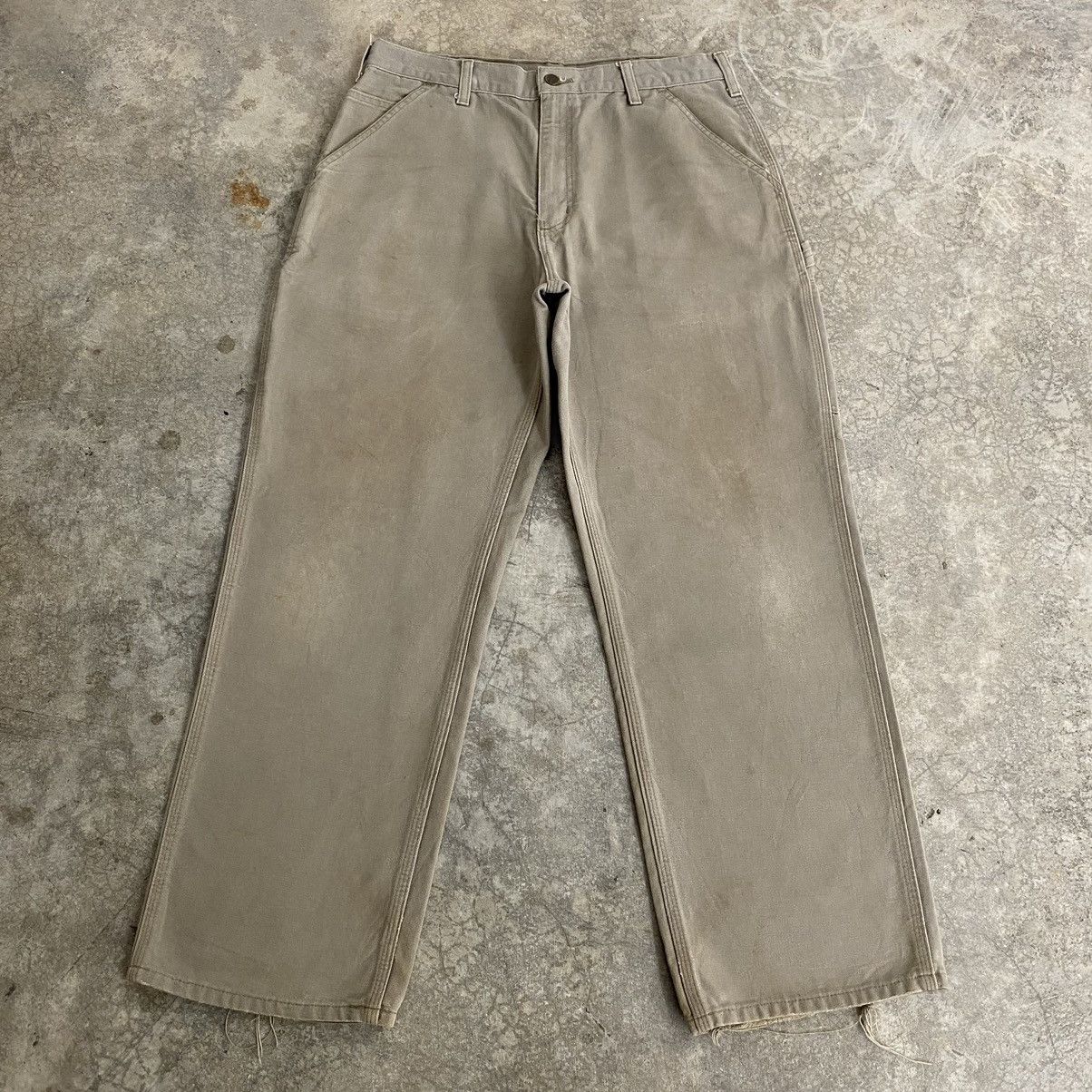 Carhartt Vintage Carhartt Desert Grey Carpenter Workwear Pants Size US 33 - 2 Thumbnail