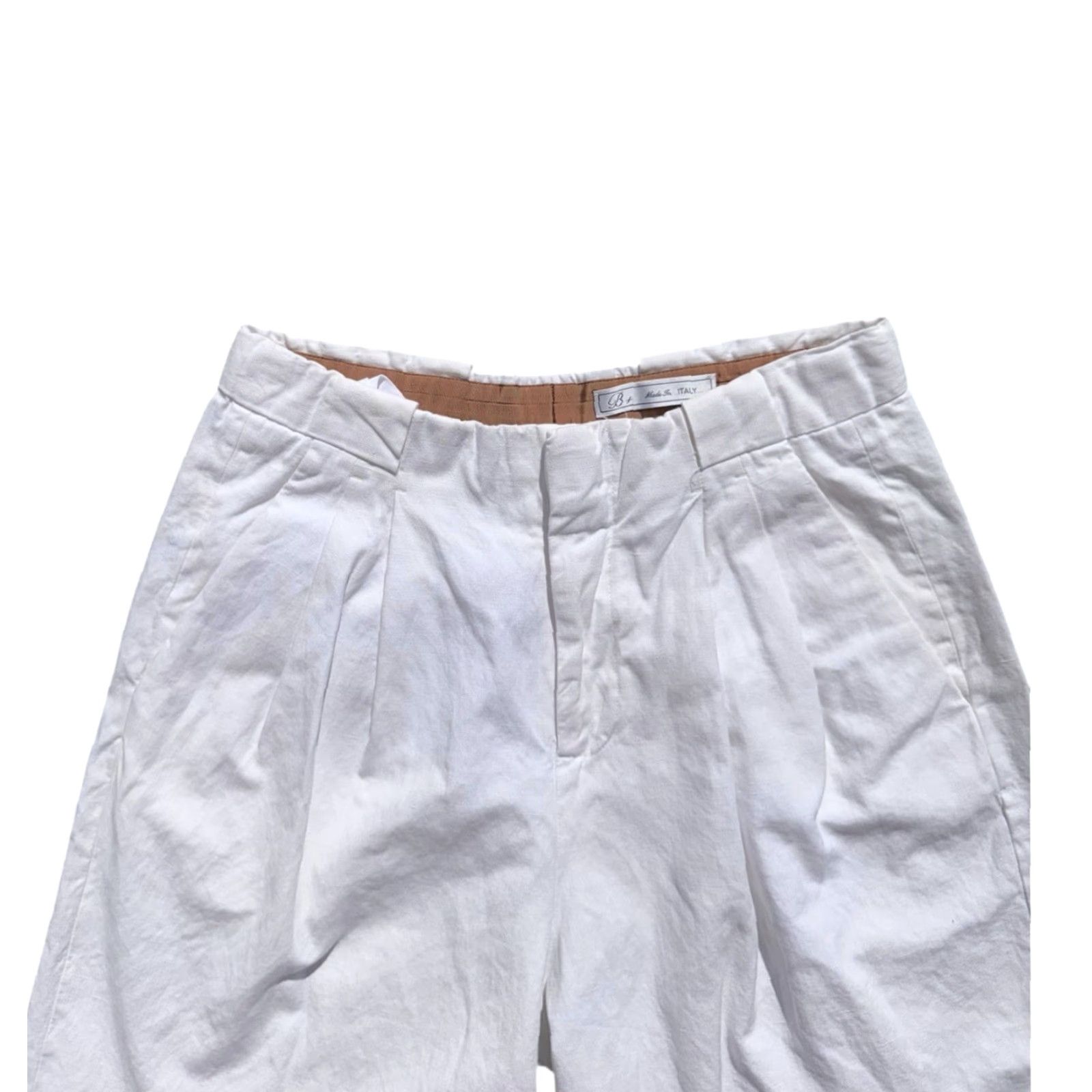 Vintage B+ Mens Pleated White Shorts Chino Made In Italy Size 46 Size US 30 / EU 46 - 3 Thumbnail