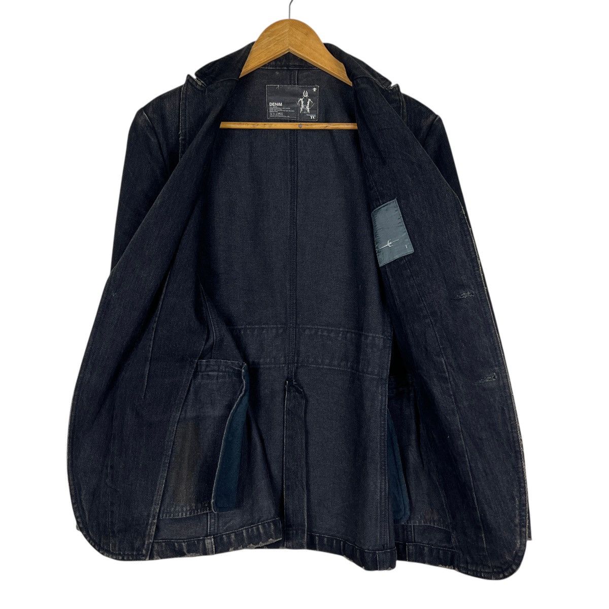 Japanese Brand 🔥 Trans Continents Black Dyed Denim Blazer Jacket Size US S / EU 44-46 / 1 - 7 Thumbnail